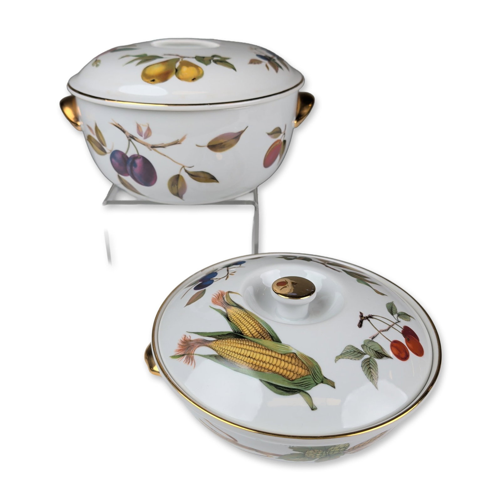 Two Royal Worcester Covered Casserole Dishes, Evesham Gold (1 of 5)