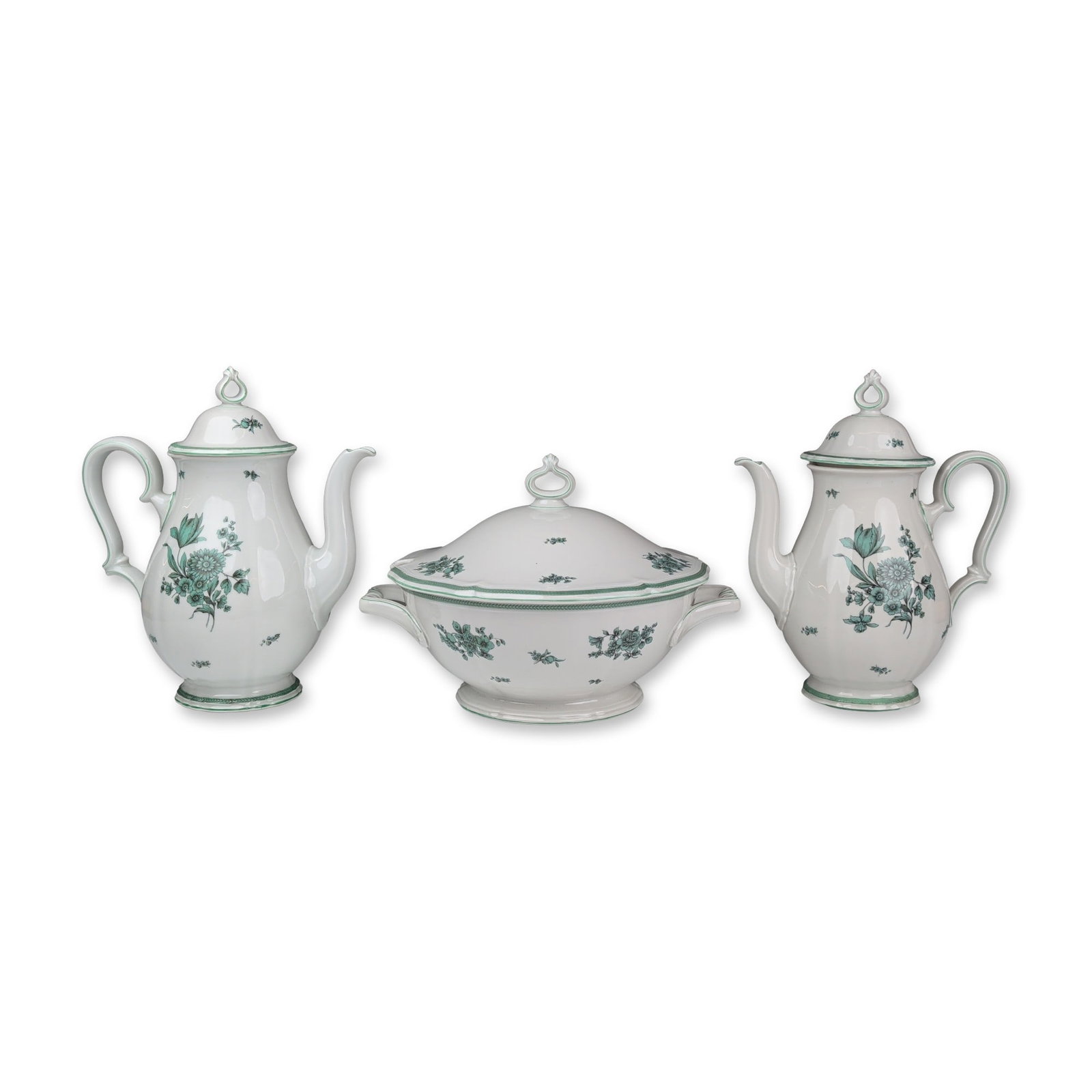 Three Rosenthal Porcelain Coffee Pots and Covered Soup Tureen, Chippendale Green Bloom (1 of 4)