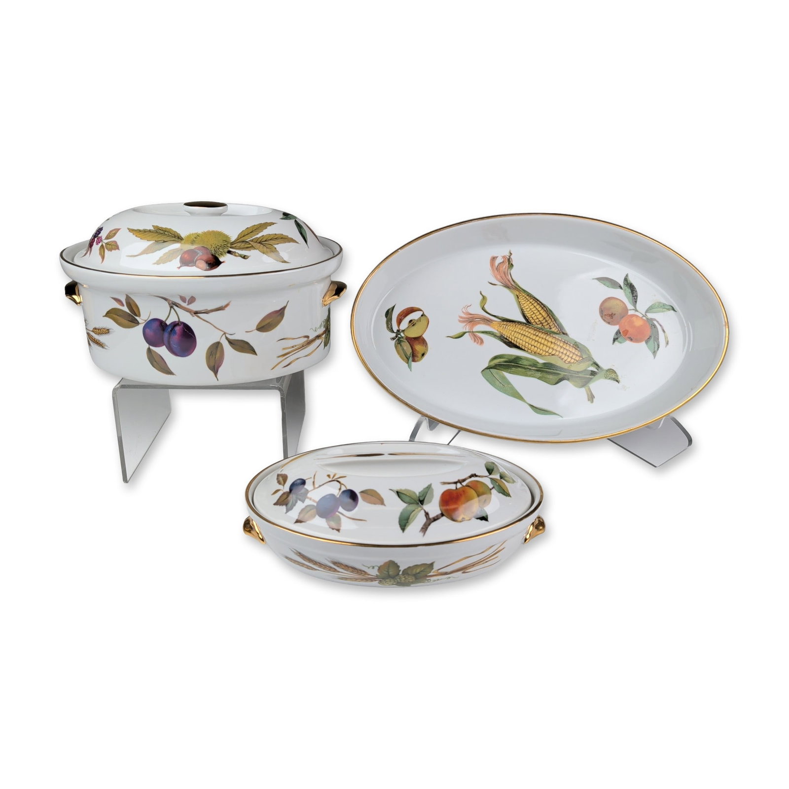 Three Royal Worcester Porcelain Serving Dishes, Evesham Gold (1 of 6)