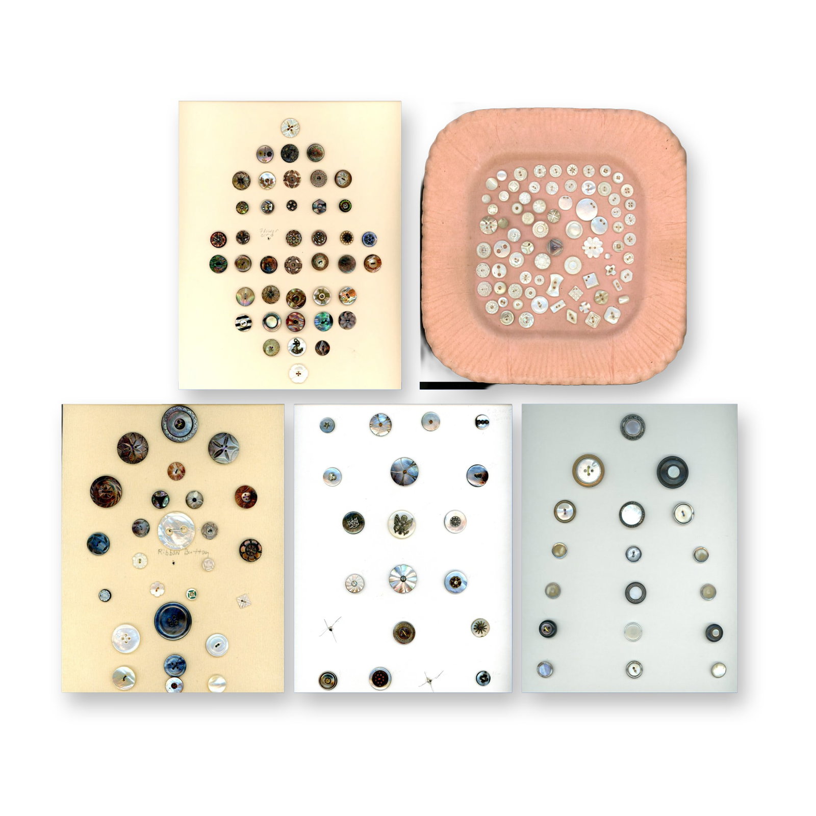 5 CARDS ASSORTED ANTIQUE PEARL BUTTONS (1 of 6)