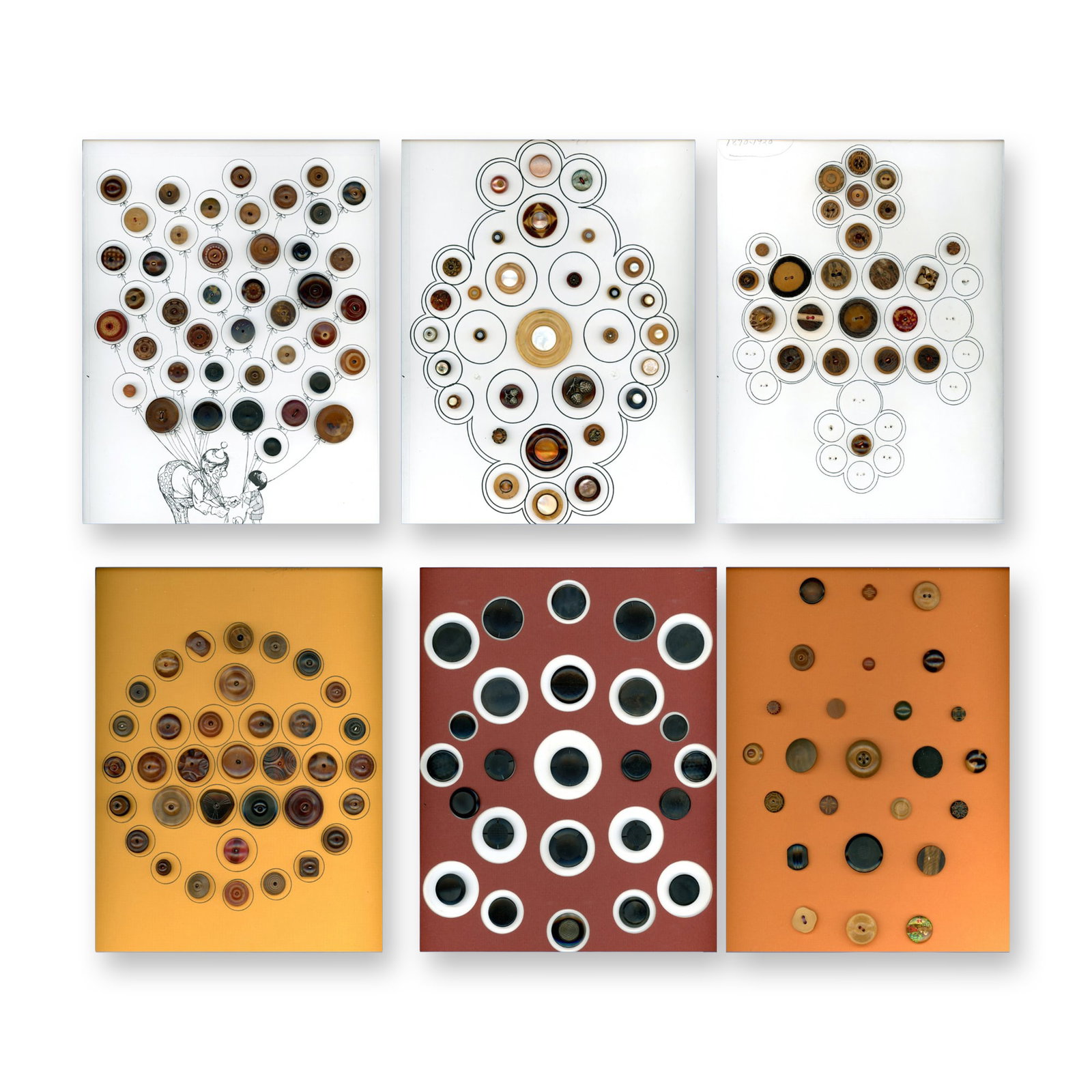 6 CARDS OF DIVISION ONE ASSORTED VEG. IV BUTTONS: A large selection of 19th century assorted technique examples. These cards include a variety of old Vegetable IV. Buttons including whistles, carved, pearl OME and much more. Dimensions: SM=Less than 