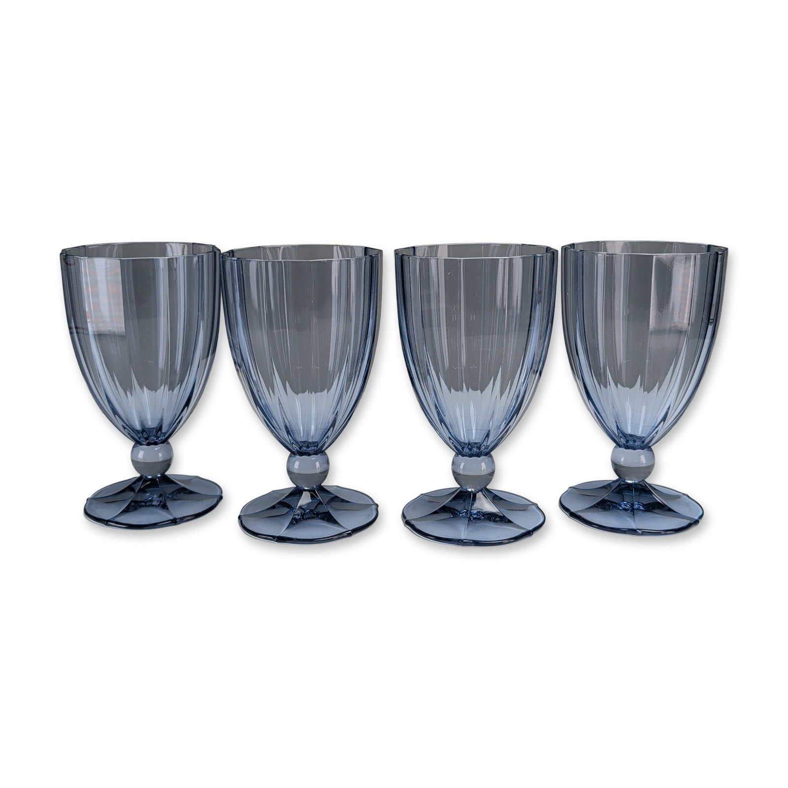 4pc Villeroy & Boch My Garden Blue Glass Water Goblets (1 of 4)