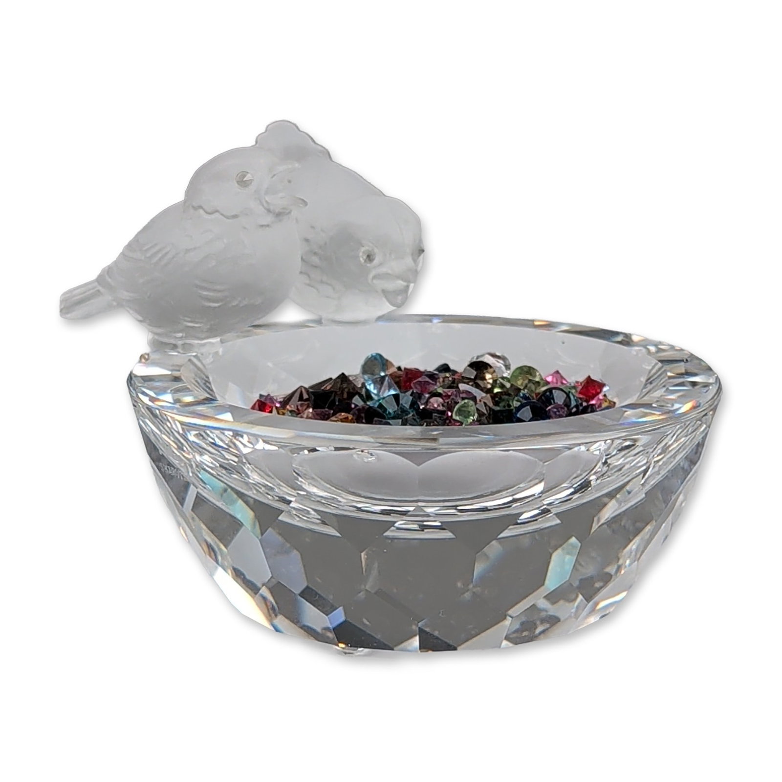 Swarovski Crystal Bird Bath Figurine w/ Colored Crystal Stone Accents (1 of 5)