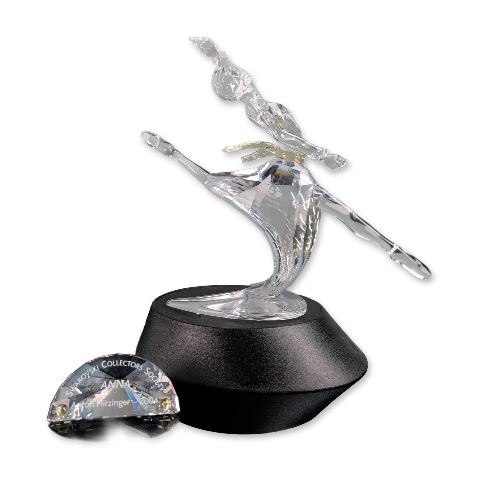 Swarovski 2004 SCS Anna Crystal Figurine w/ Name Plaque, Base & COA: Swarovski crystal figurine titled Anna, the 2004 Annual Edition for the Swarovski Collectors Society (SCS). This piece is the final installment in the Magic of Dance trilogy and was designed by Anton 