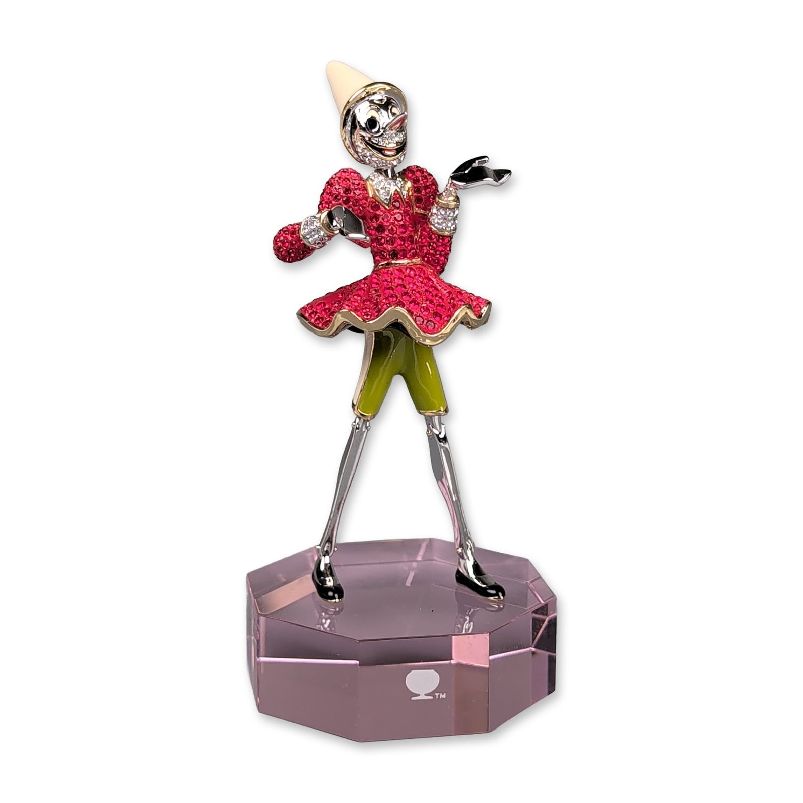 2pc Swarovski LE Enamel and Crystal Pinocchio Figurine with Arribas Brothers Pink Base (1 of 6)