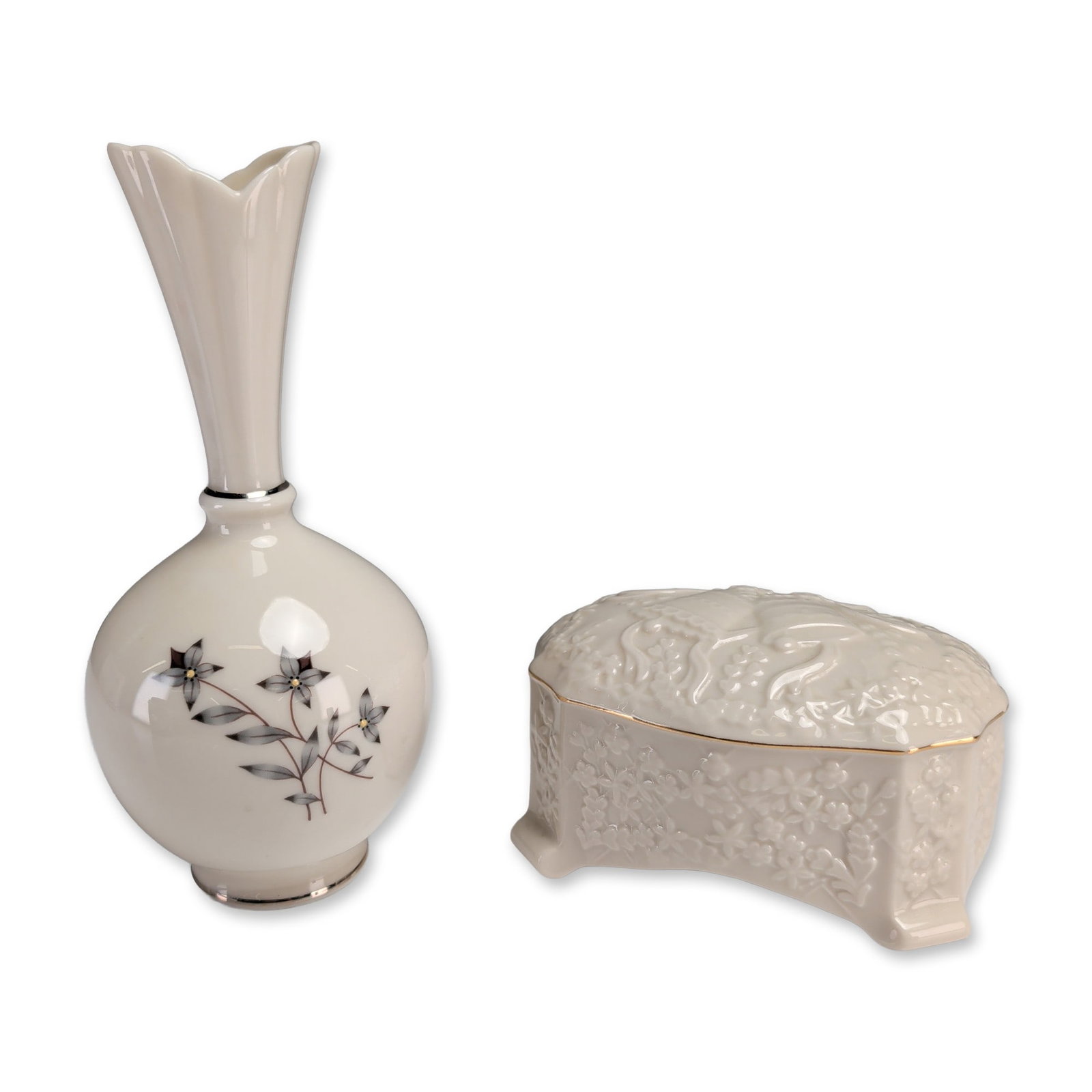 2pc Lenox Porcelain Vase and Musical Box (1 of 4)