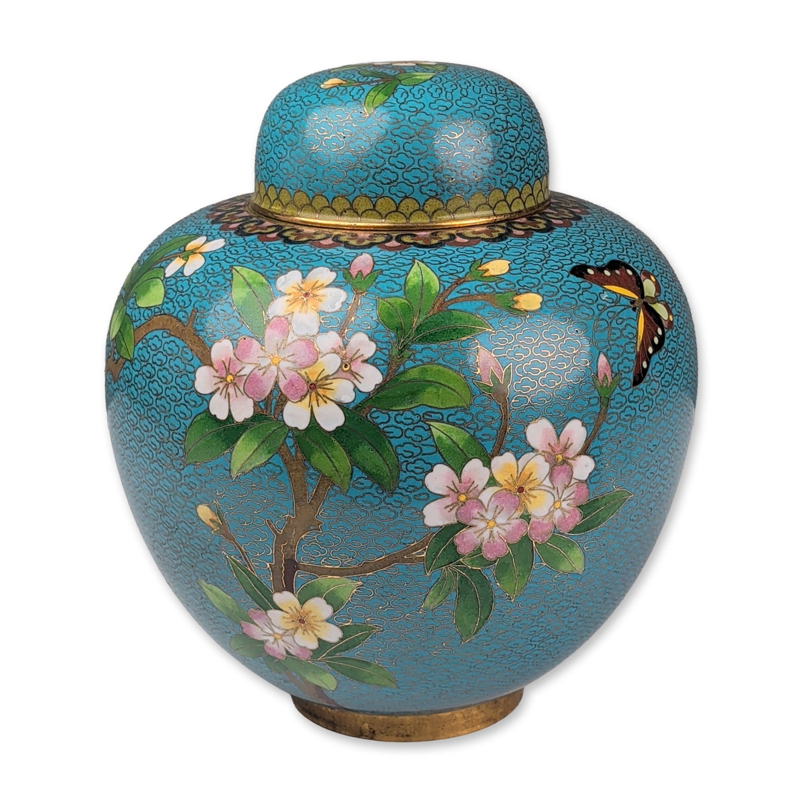 Chinese Cloisonne Turquoise Ground Ginger Jar (1 of 5)