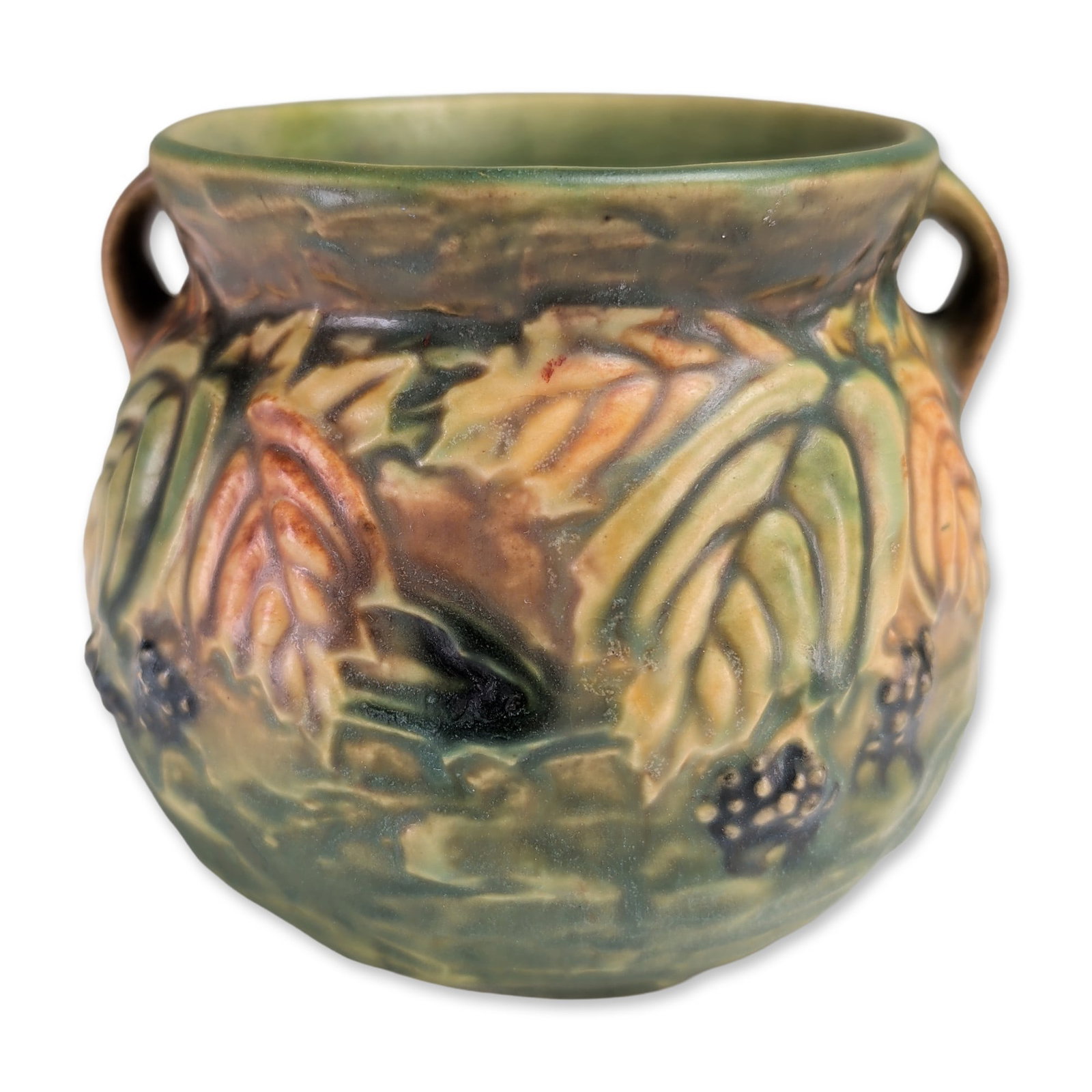 Roseville Pottery Two-Handled Bowl, Blackberry (1 of 3)