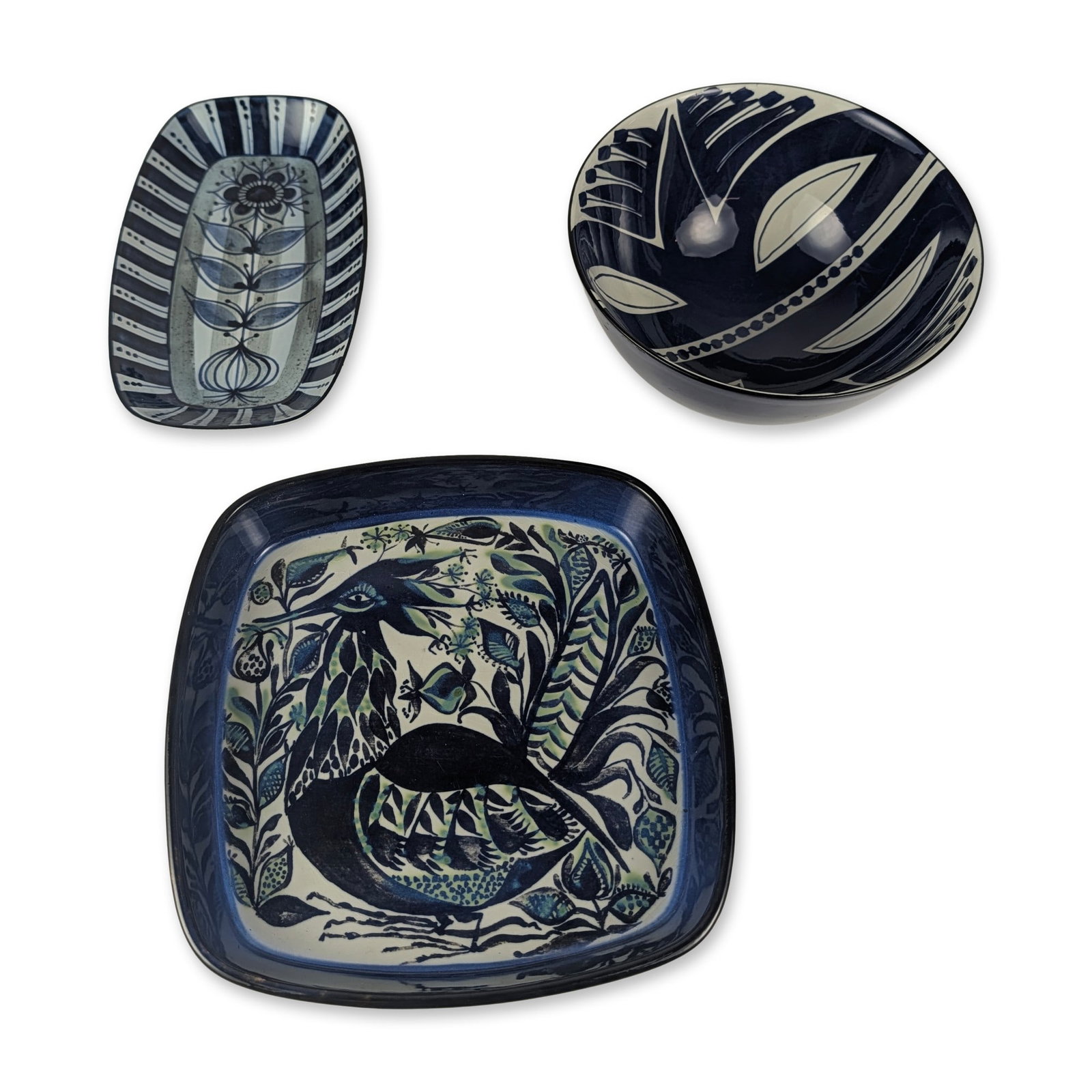 3pc Royal Copenhagen Aluminia Fajance Ceramic Bowl and Dishes (1 of 5)