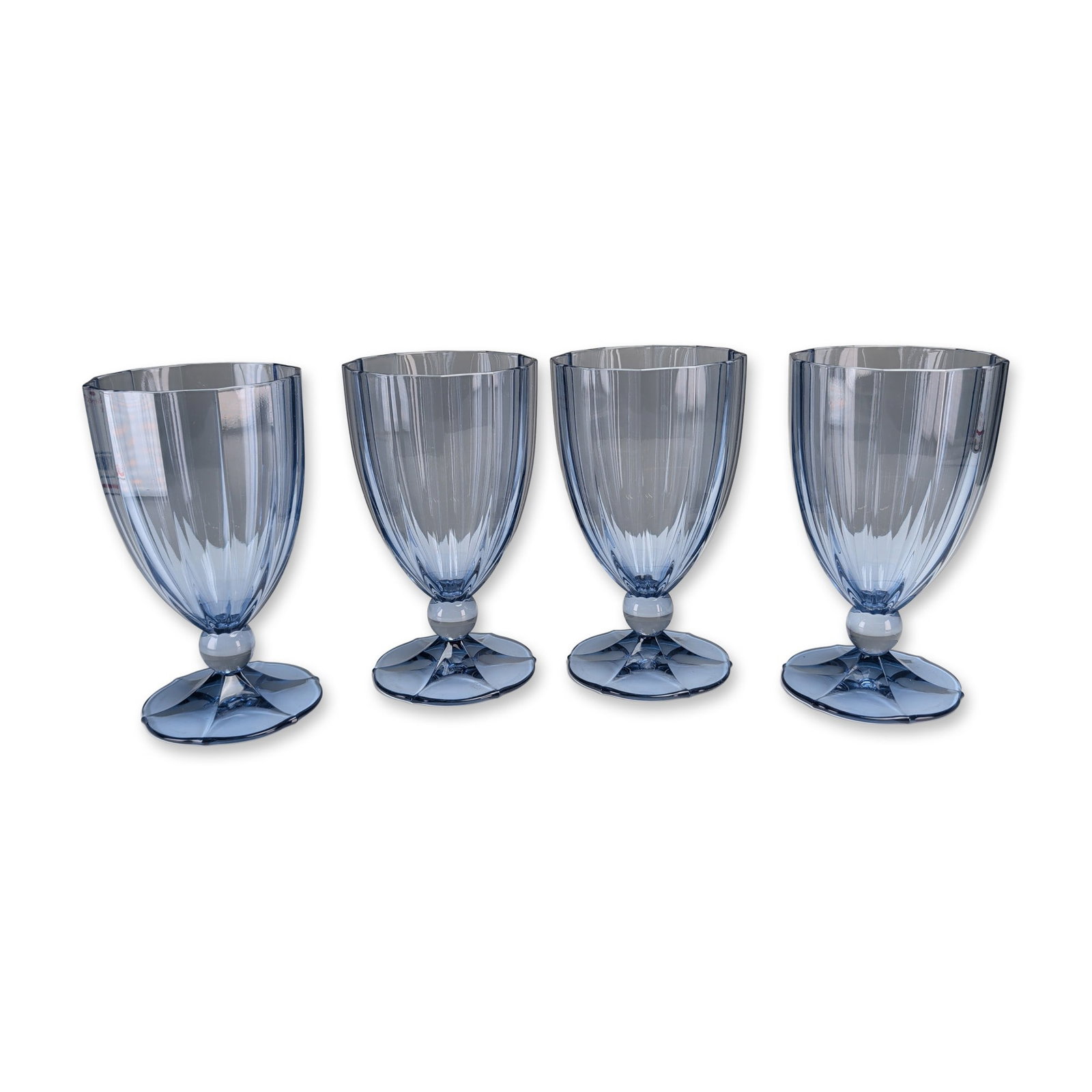 4pc Villeroy & Boch My Garden Blue Glass Water Goblets (1 of 3)