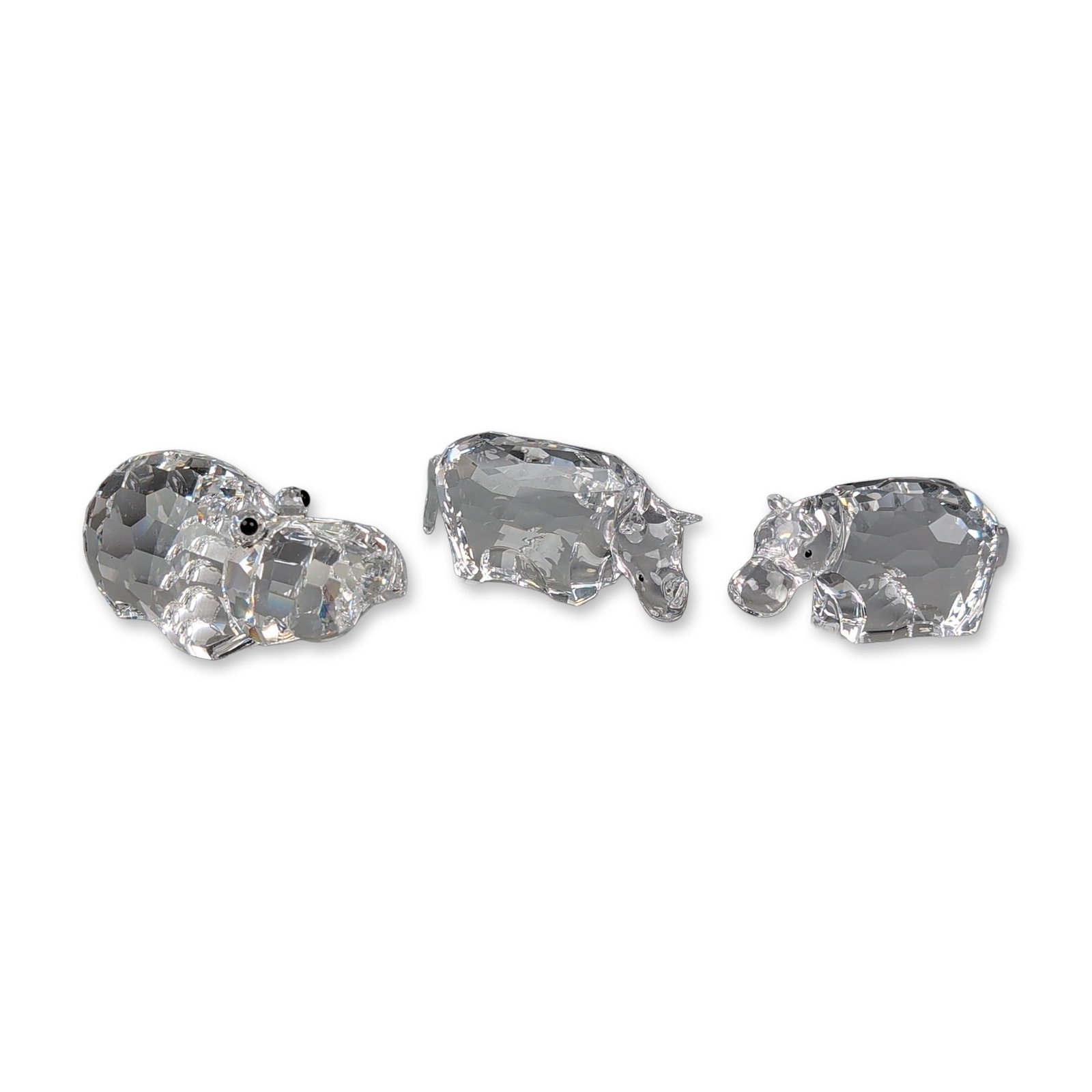 Three Swarovski Crystal Figurines, Hippopotamus and Rhinoceros (1 of 5)