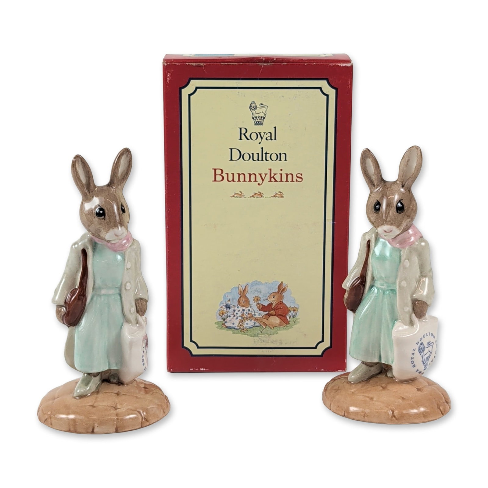 Pair of Royal Doulton Shopper Bunnykins Ceramic Figurines (1 of 6)