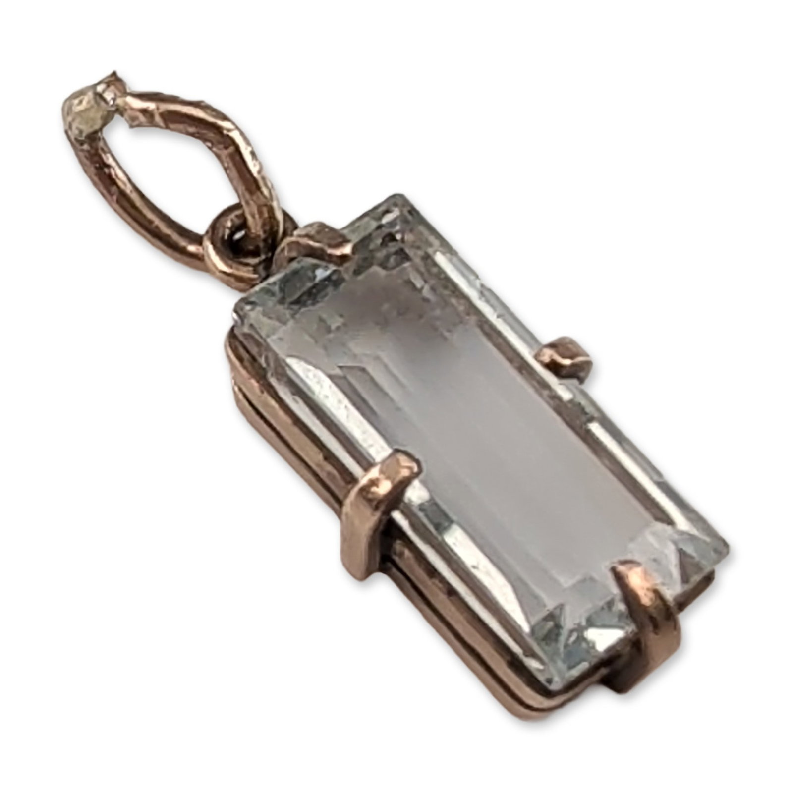 8K Gold Rectangular Step-Cut Aquamarine Pendant Charm (1 of 3)