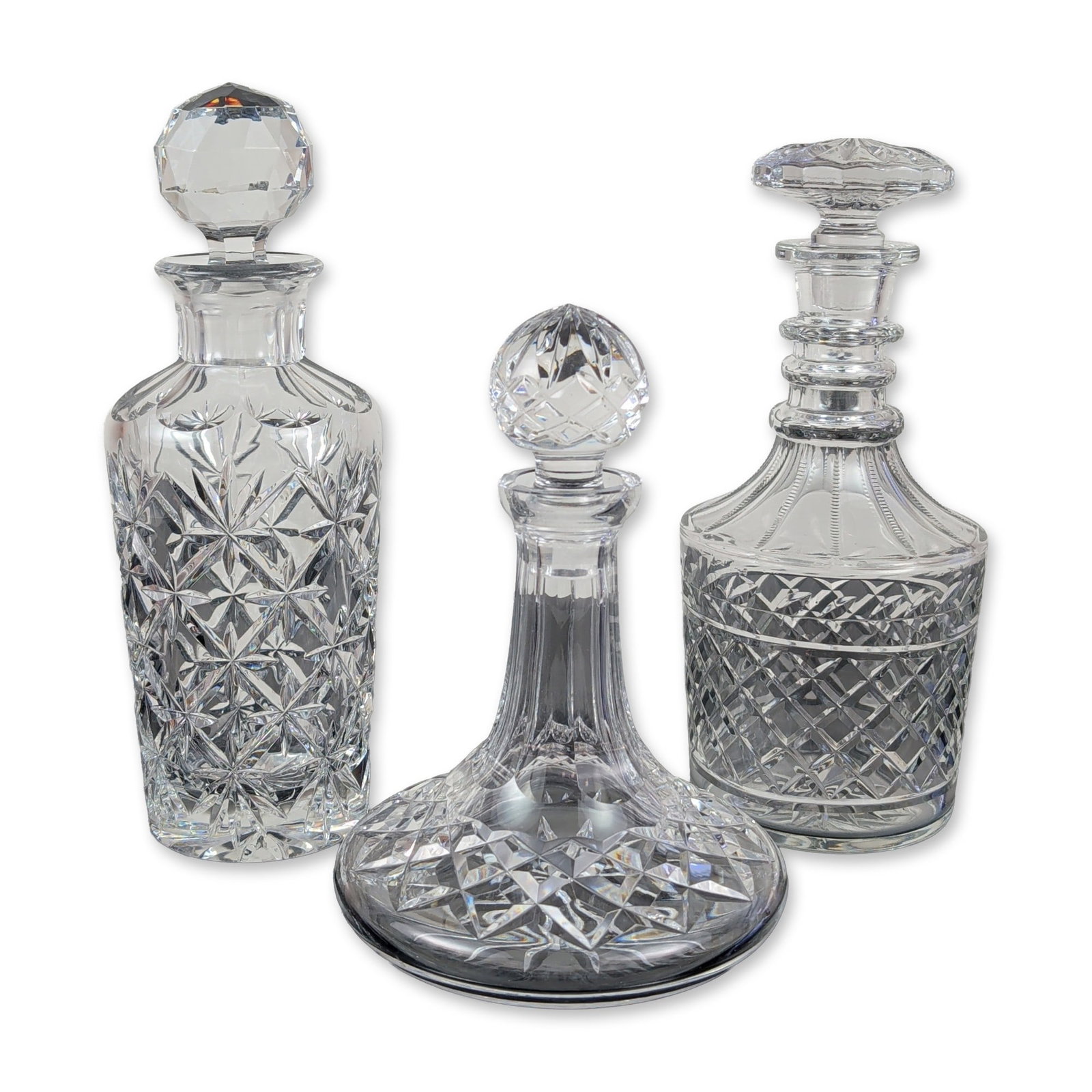 3pc Cut Crystal Decanters including Waterford (1 of 7)