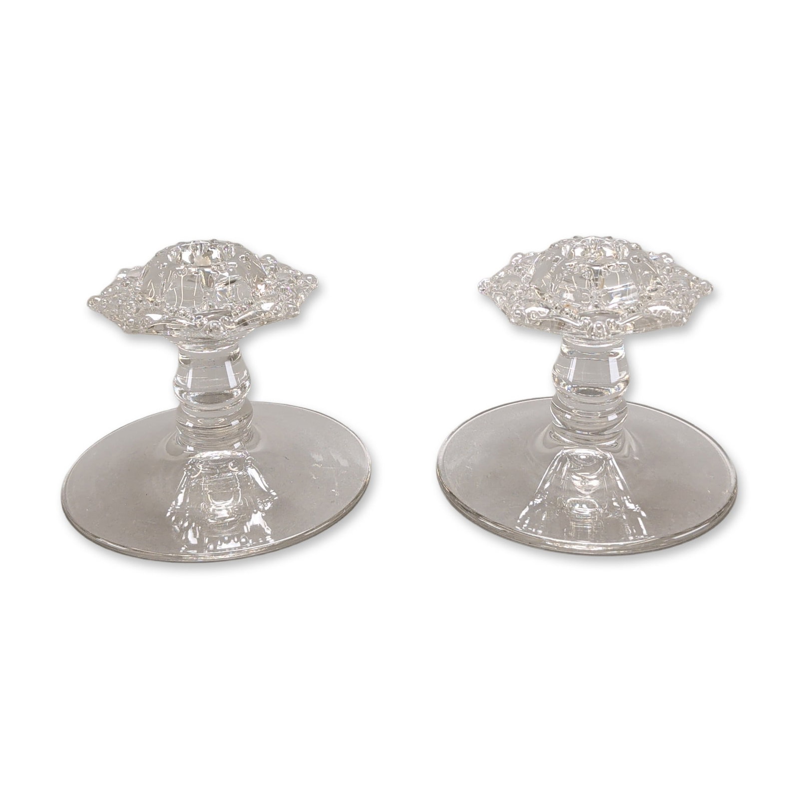 2pc Vintage Heisey Glass Candlesticks (1 of 3)
