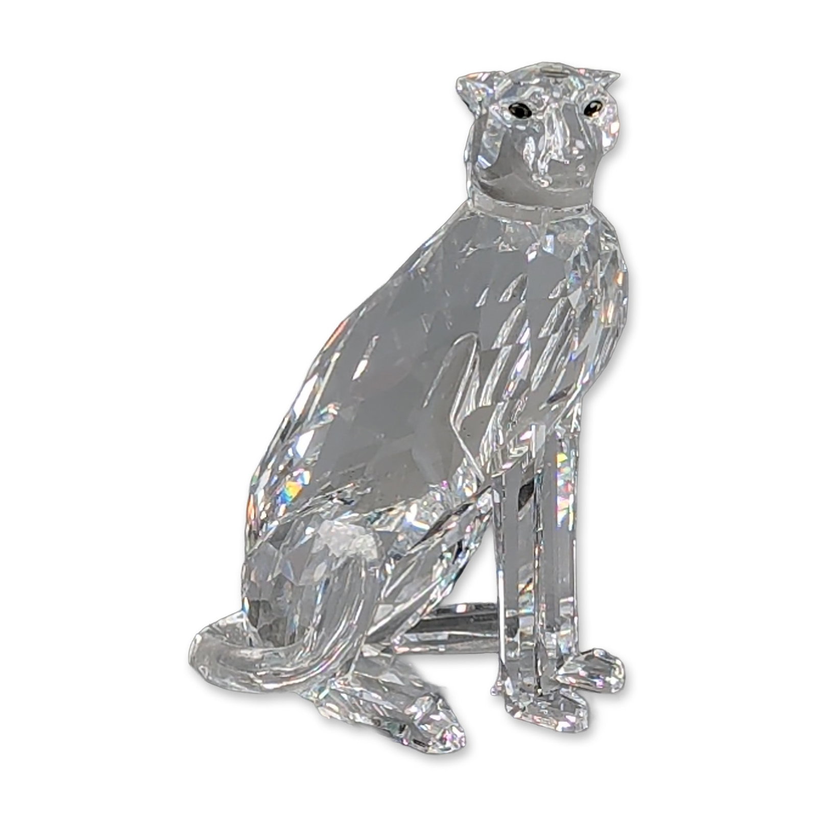 Swarovski Silver Crystal Figurine, Seated Cheetah (1 of 6)