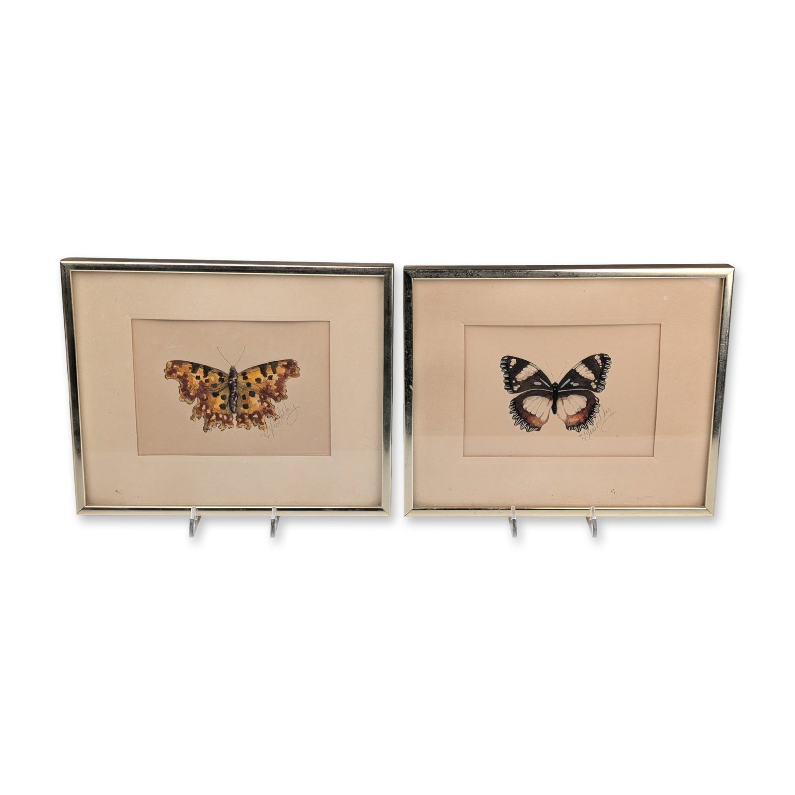 2pc Helen Frost Way Butterfly Watercolors on Paper Framed (1 of 4)