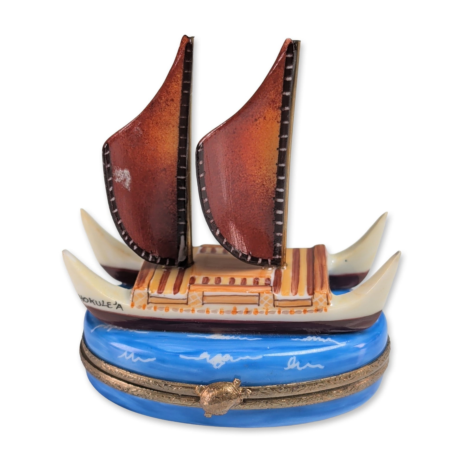 Limoges Hand Painted Canoe Porcelain Box (1 of 6)