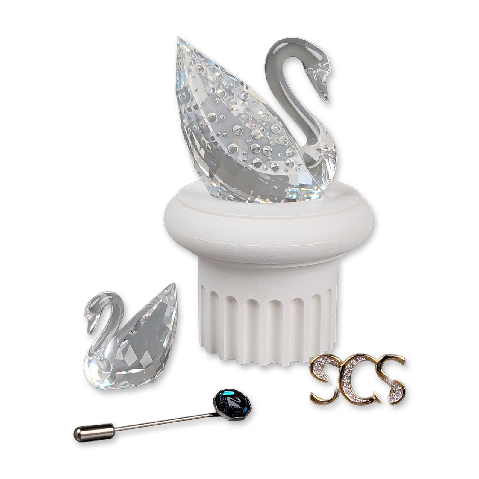 5pc Swarovski Crystal 100th Anniversary Centenary Swan, Small Swan and Pins (1 of 5)