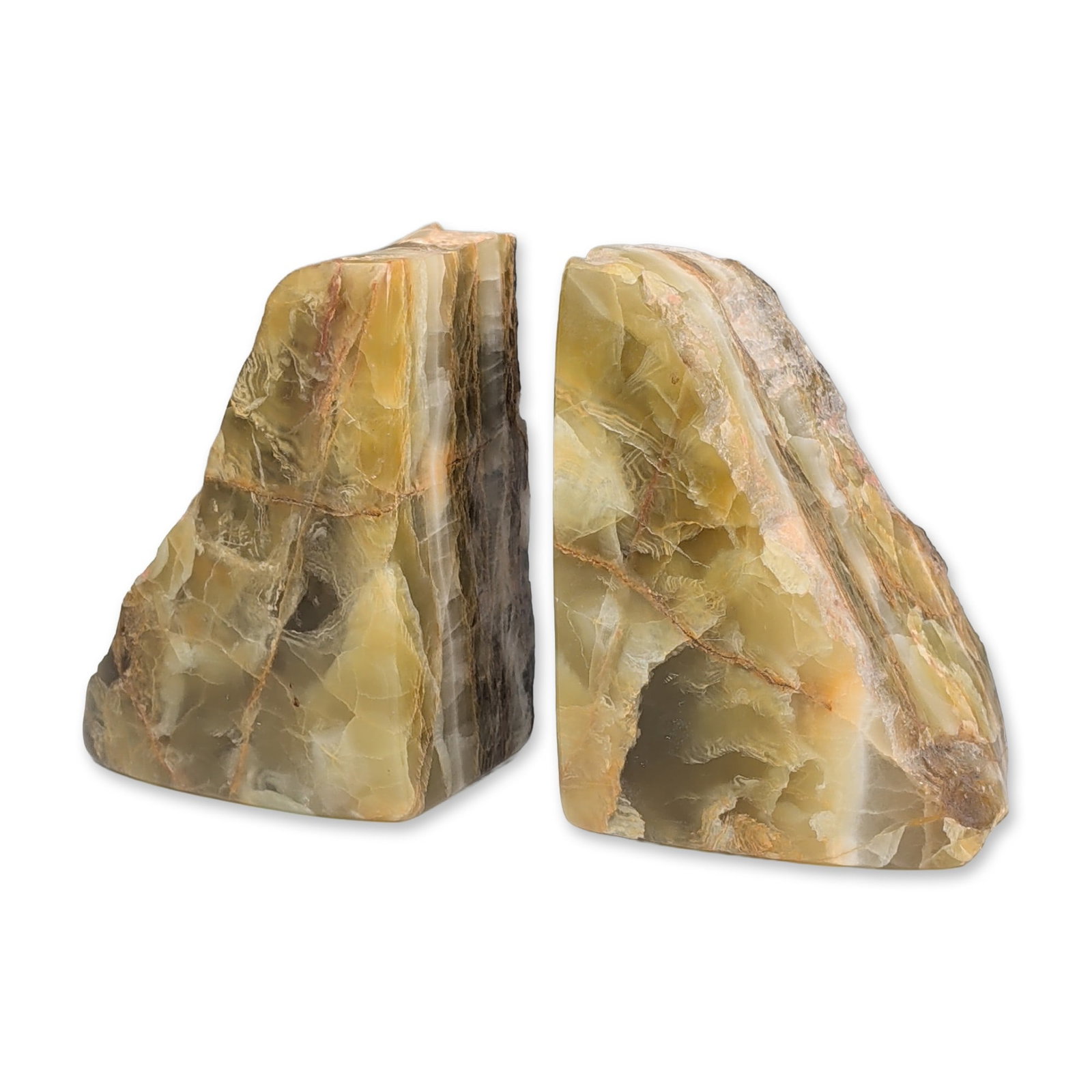 Pair of Banded Green Onyx Wedge Bookends (1 of 5)