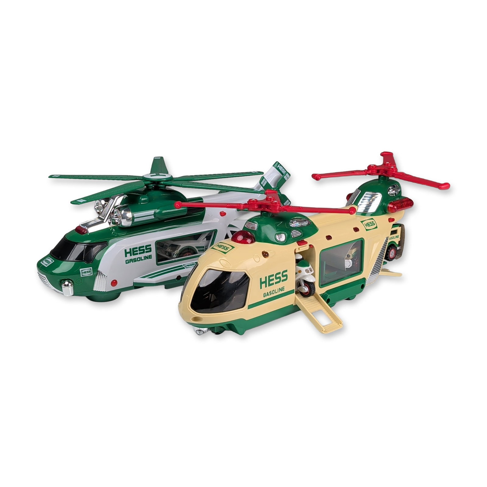 Two Hess Toy Helicopters with Rescue, Motorcycle and Cruiser (1 of 4)