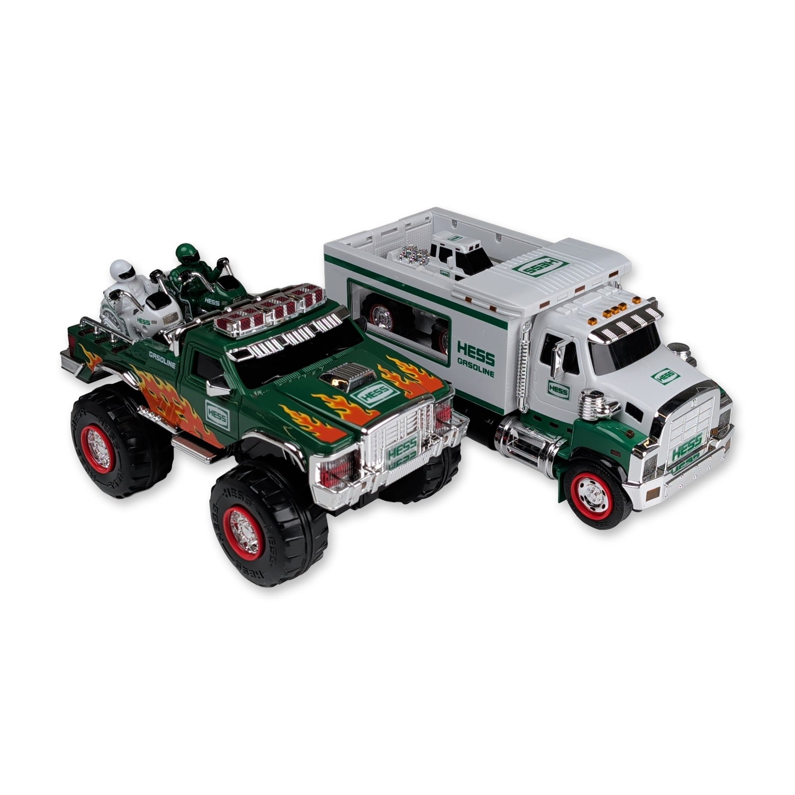 Two Hess Toy Truck with Front Loader and Monster Truck with Motorcycles Sets with Boxes (1 of 4)