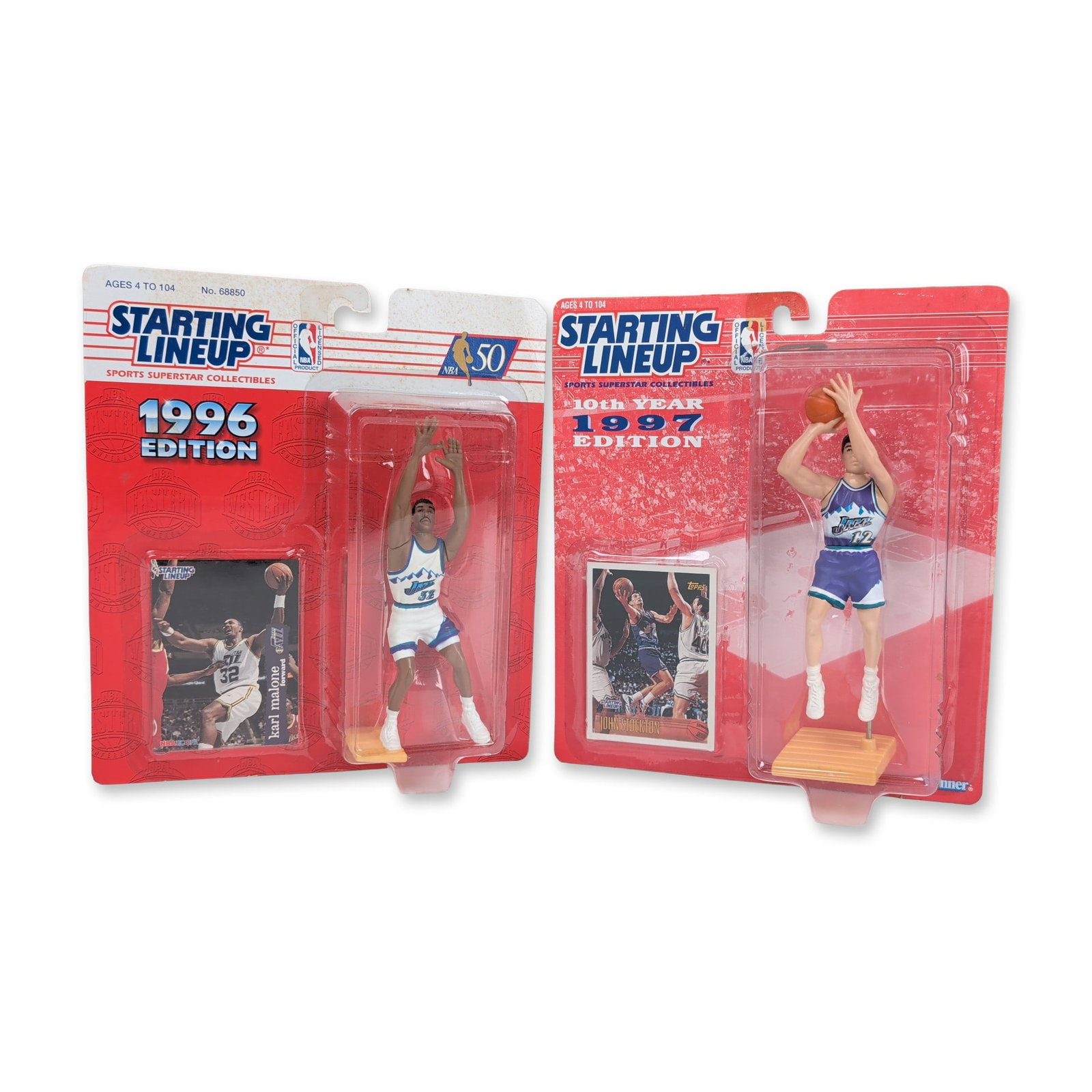 2pc Kenner Utah Jazz Karl Malone and John Stockton Action Figures (1 of 2)
