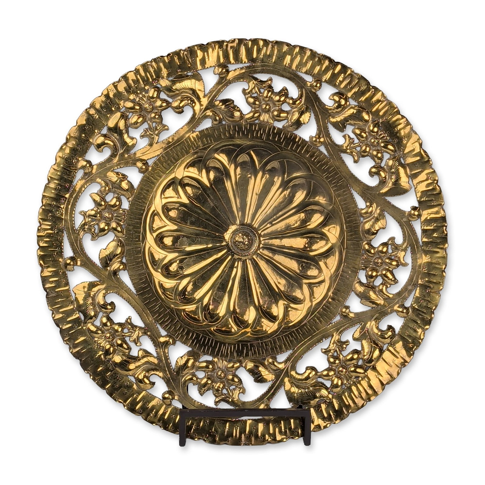 Italian Gilt Metal Floral Wall Plaque (1 of 7)