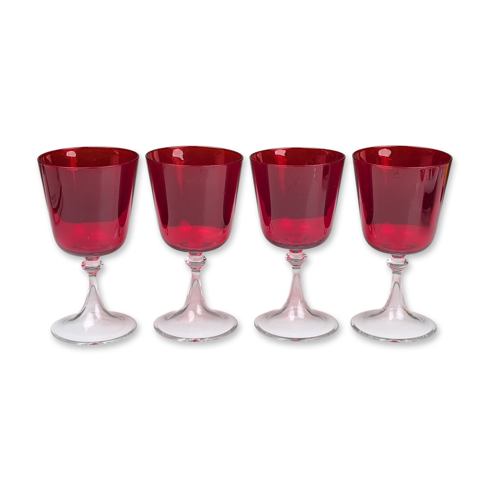 Set of Four Ruby Red Glass Goblets (1 of 3)