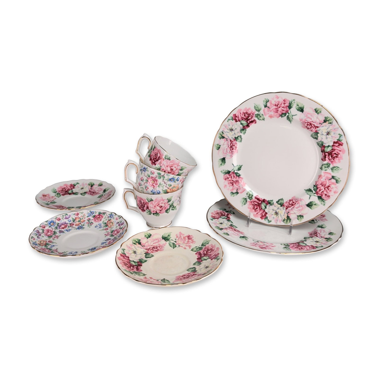 8pc Crown Staffordshire Floral Bone China Tea Assortment (1 of 4)
