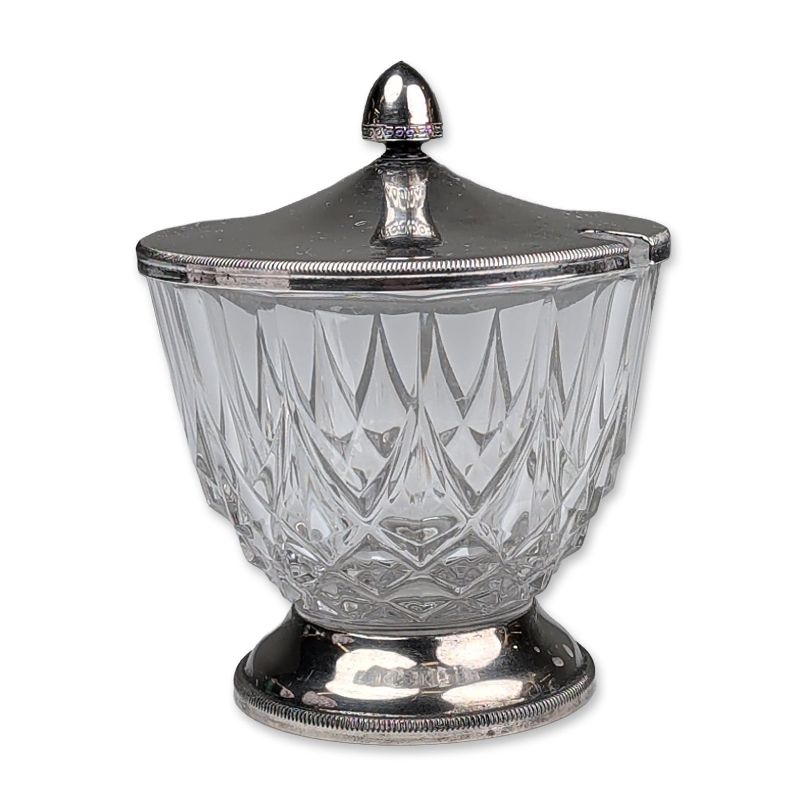 Italian Silver Plated and Cut Glass Condiment Pot (1 of 4)