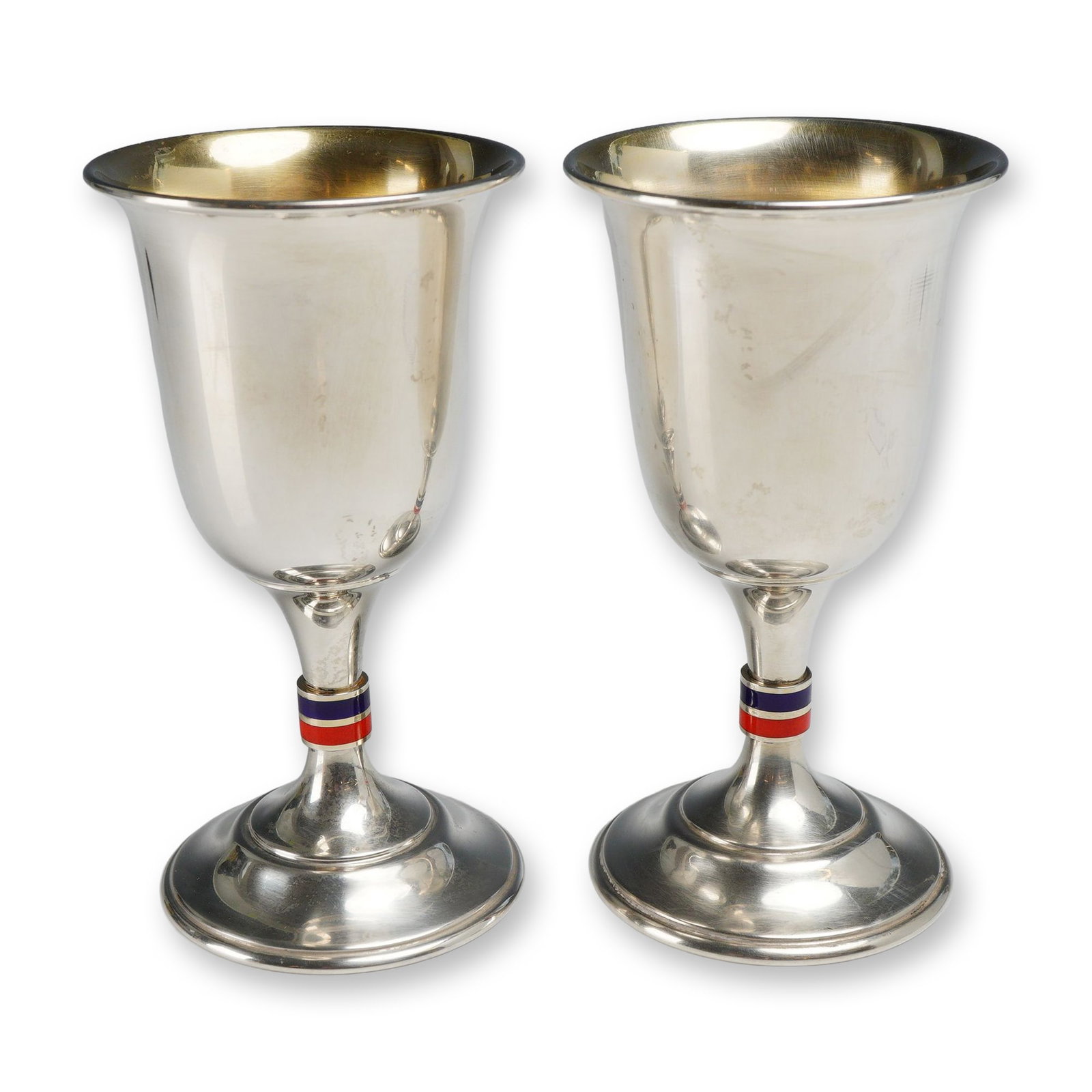 2pc Gucci Sterling Silver and Enamel Web Stripe Goblets (1 of 4)