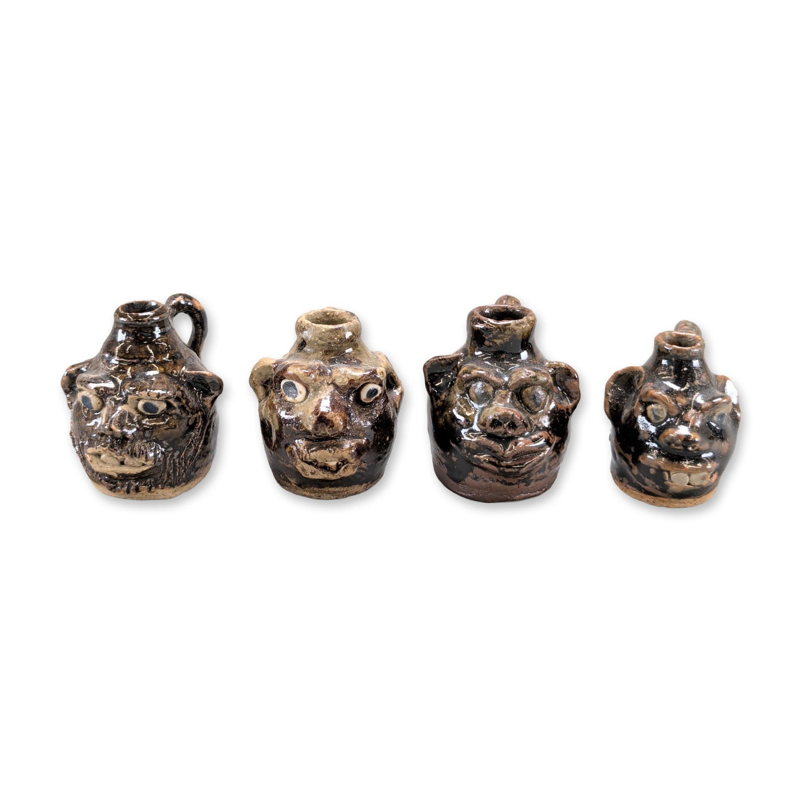 4pc Marie Rogers Folk Pottery Miniature Face Jugs (1 of 4)