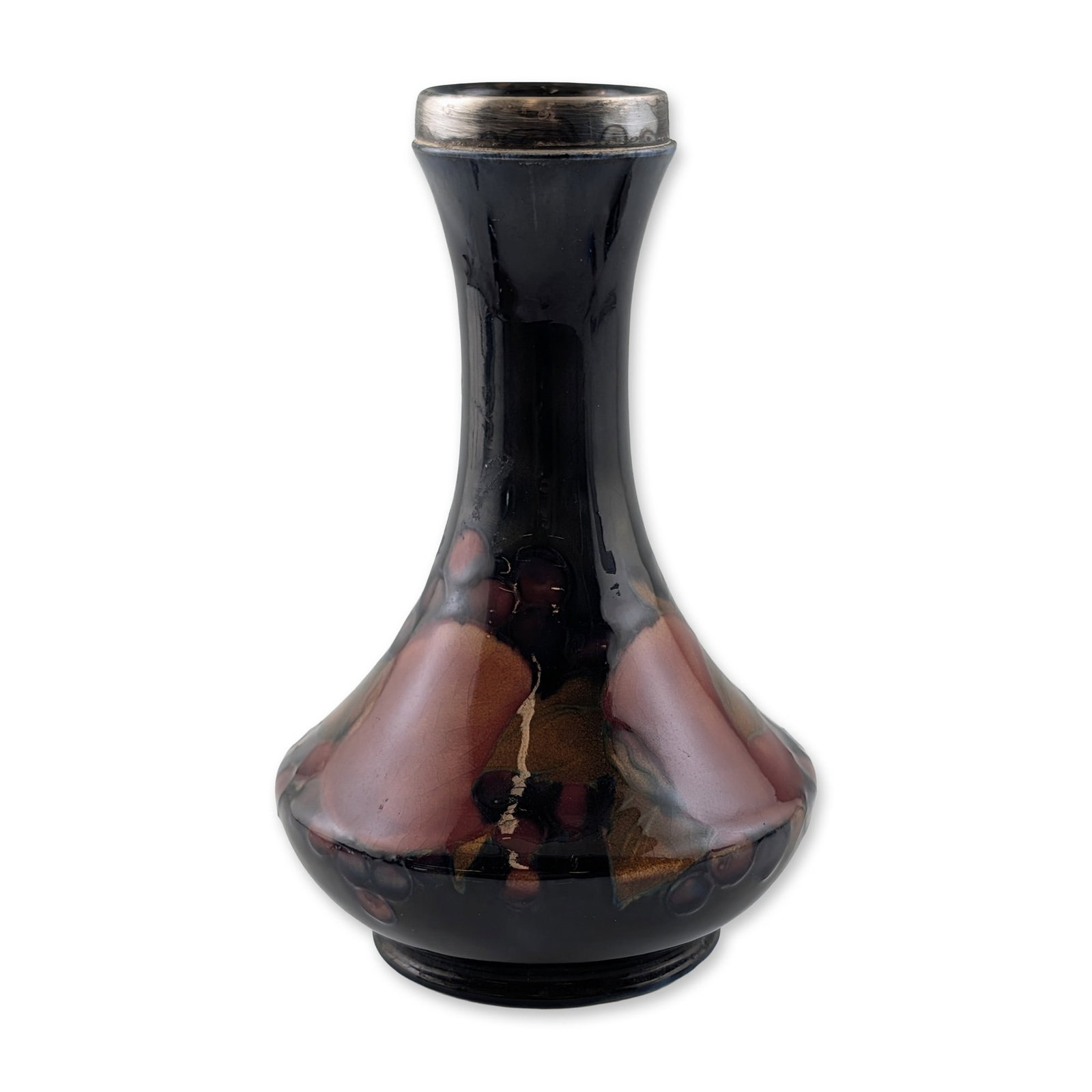 William Moorcroft Pomegranate Sterling Mounted Ceramic Vase (1 of 5)