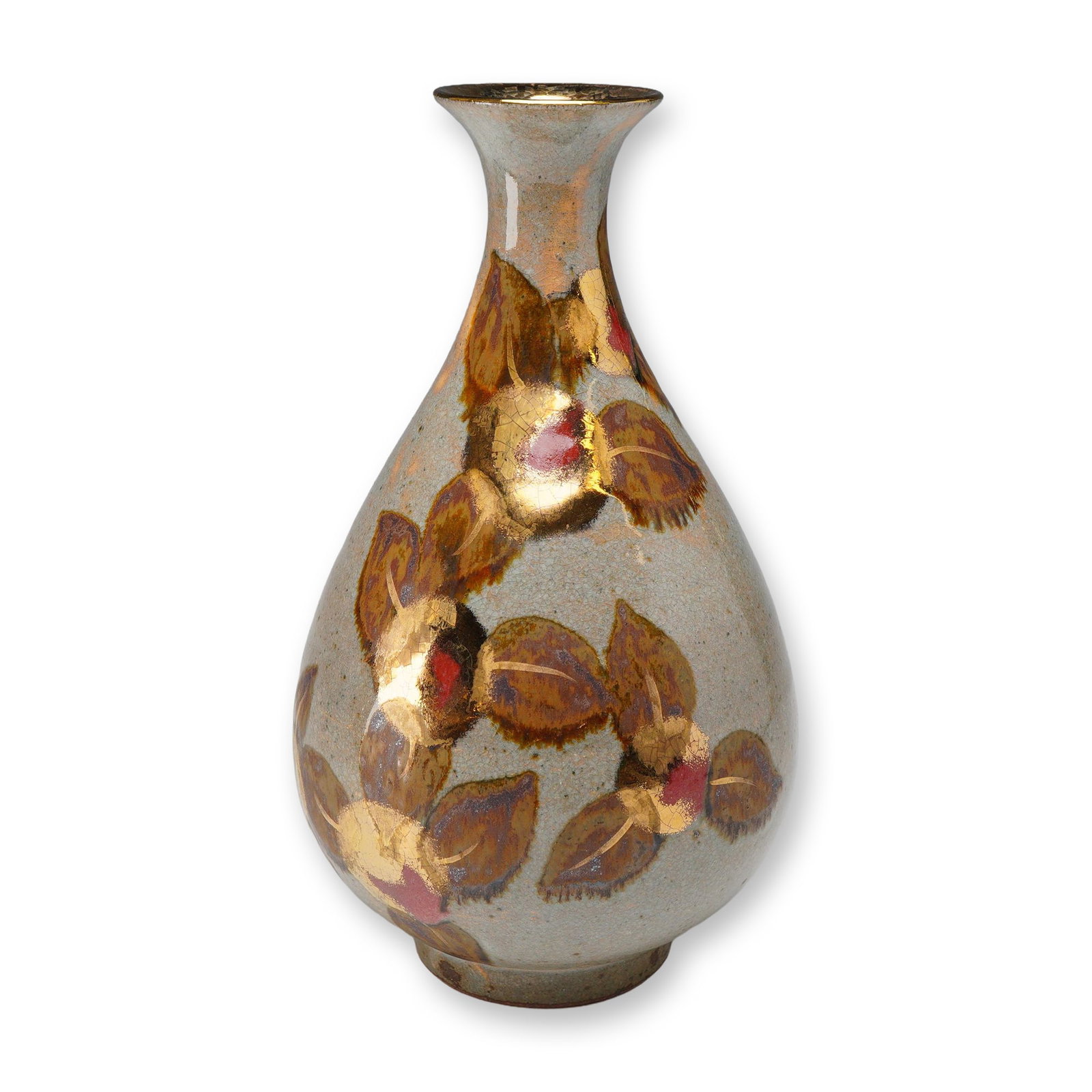 Studio Art Pottery Gilt Foliate Decoration Vase (1 of 3)