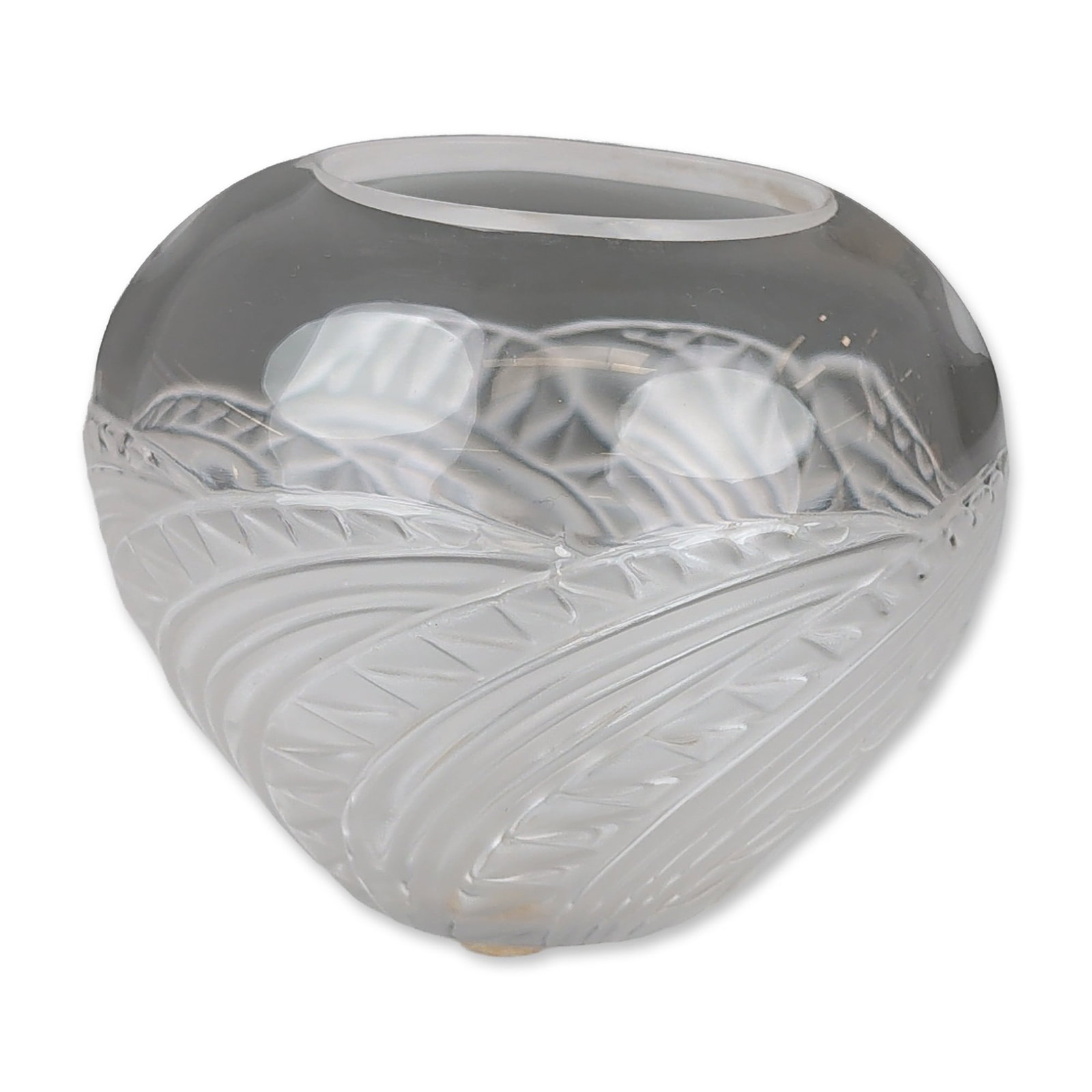 Lalique Crystal Foliate Vase, Zagora (1 of 5)