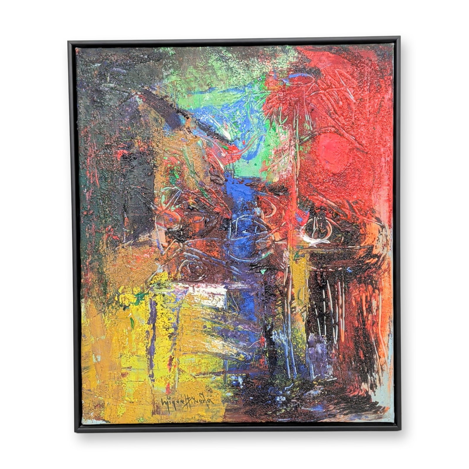Miguel Pineda (Dominican Republic b. 1962) Abstract Mixed Media on Canvas, Paisaje, Signed (1 of 4)