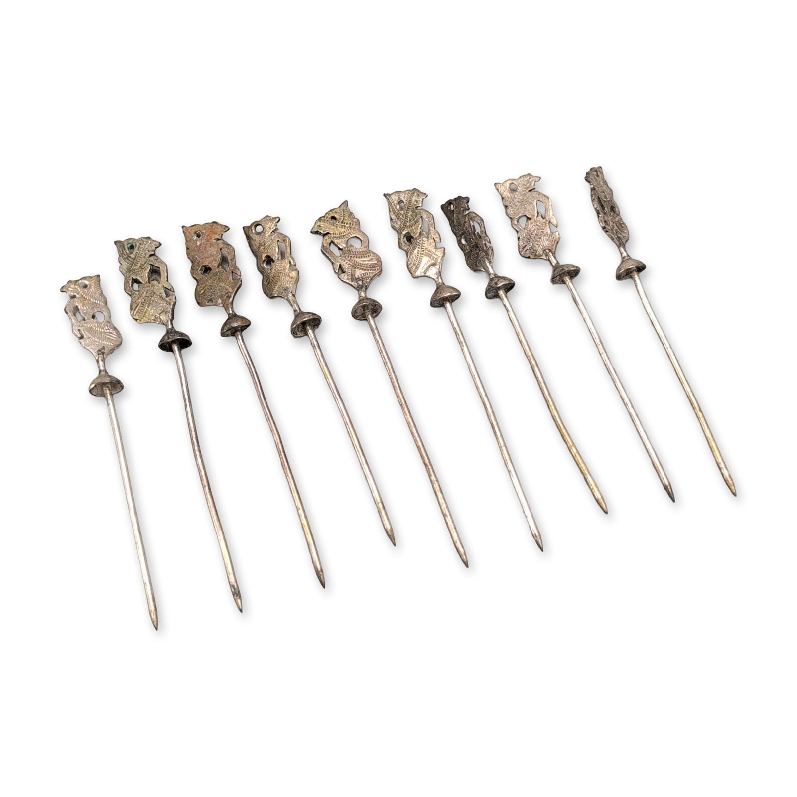 10pc Indonesian Wayang Puppet Silvered Cocktail Picks (1 of 3)
