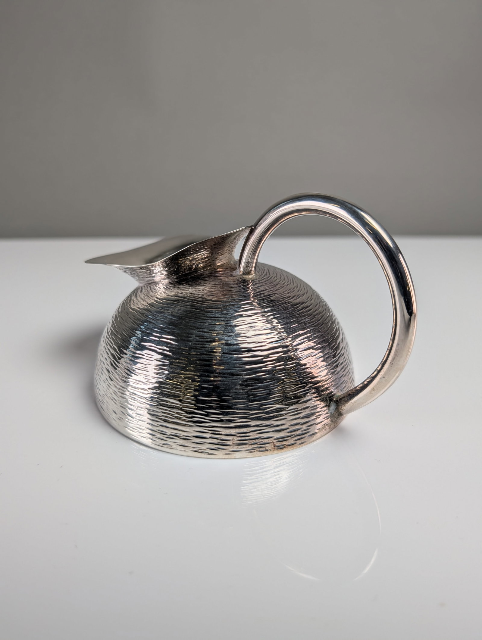 Modernist Solid Silver Martele Creamer - 2