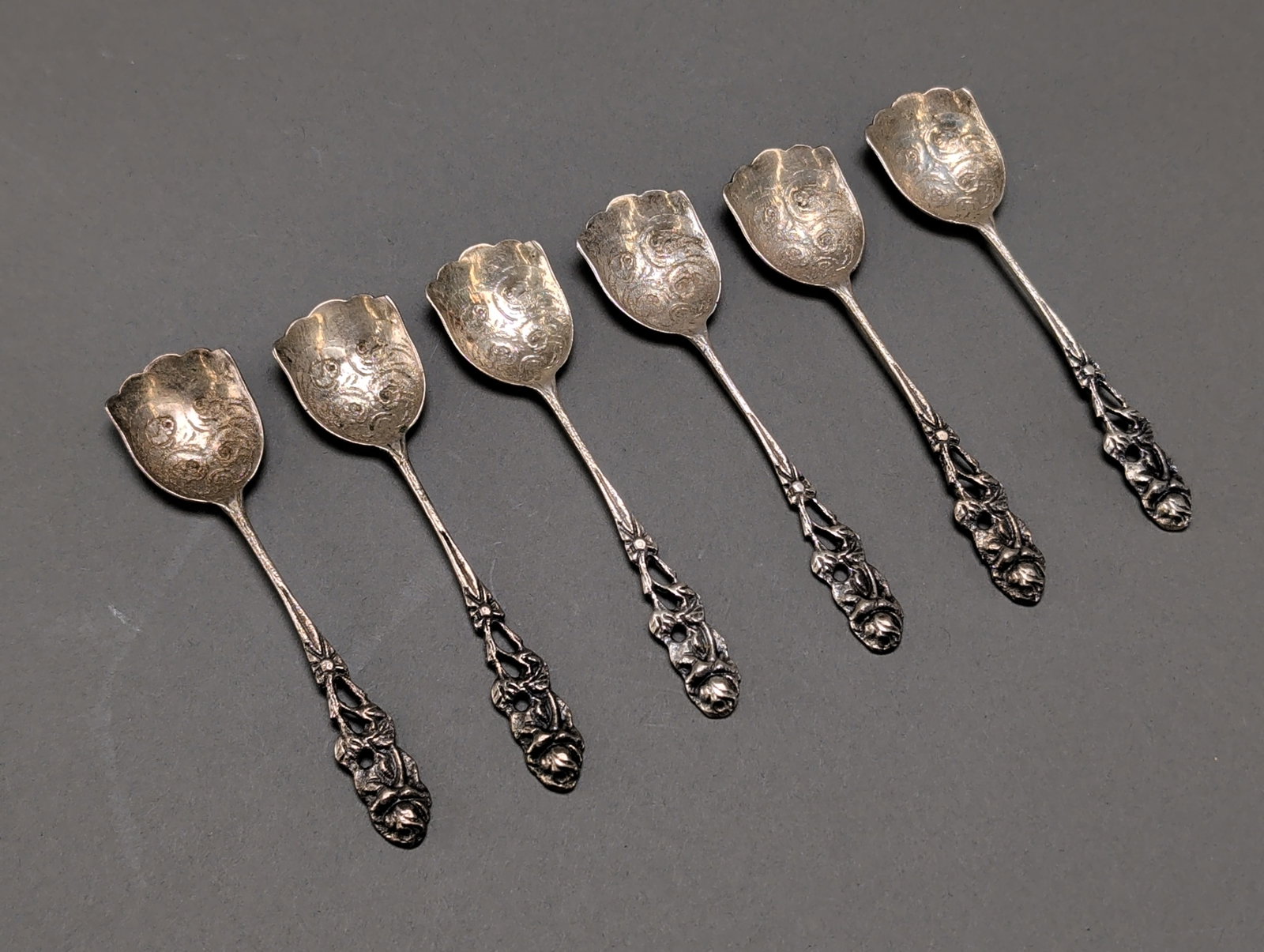 6pc Continental 800 Silver Spoons - 2