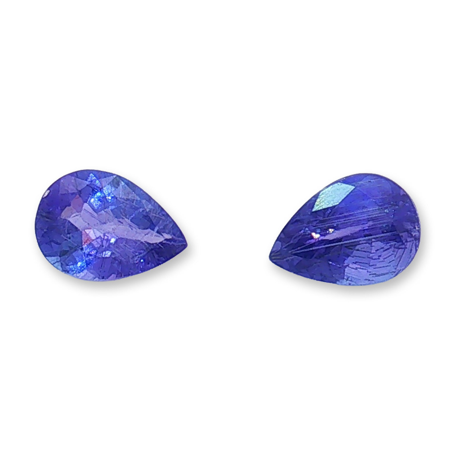 Pair of 1.5ct Tanzanite Gemstones: A pair of 1.5ctw (combined) Tanzanite Gemstone measuring 6.4 x 4.8mm. Tanzanite is a rare, violet-blue gemstone primarily associated with spiritual transformation, higher consciousness, and emotional 