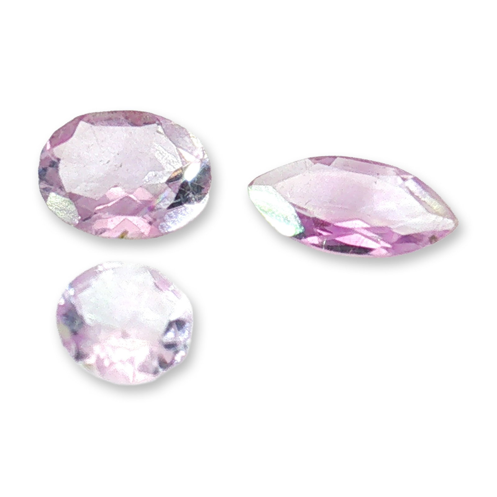 3pc Pink Amethyst Gemstones: Grouping of 3 pink amethyst gemstones. Amethyst is the traditional birthstone for the month of February. it is best known for relieving stress, promoting restful sleep, and enhancing spiritual