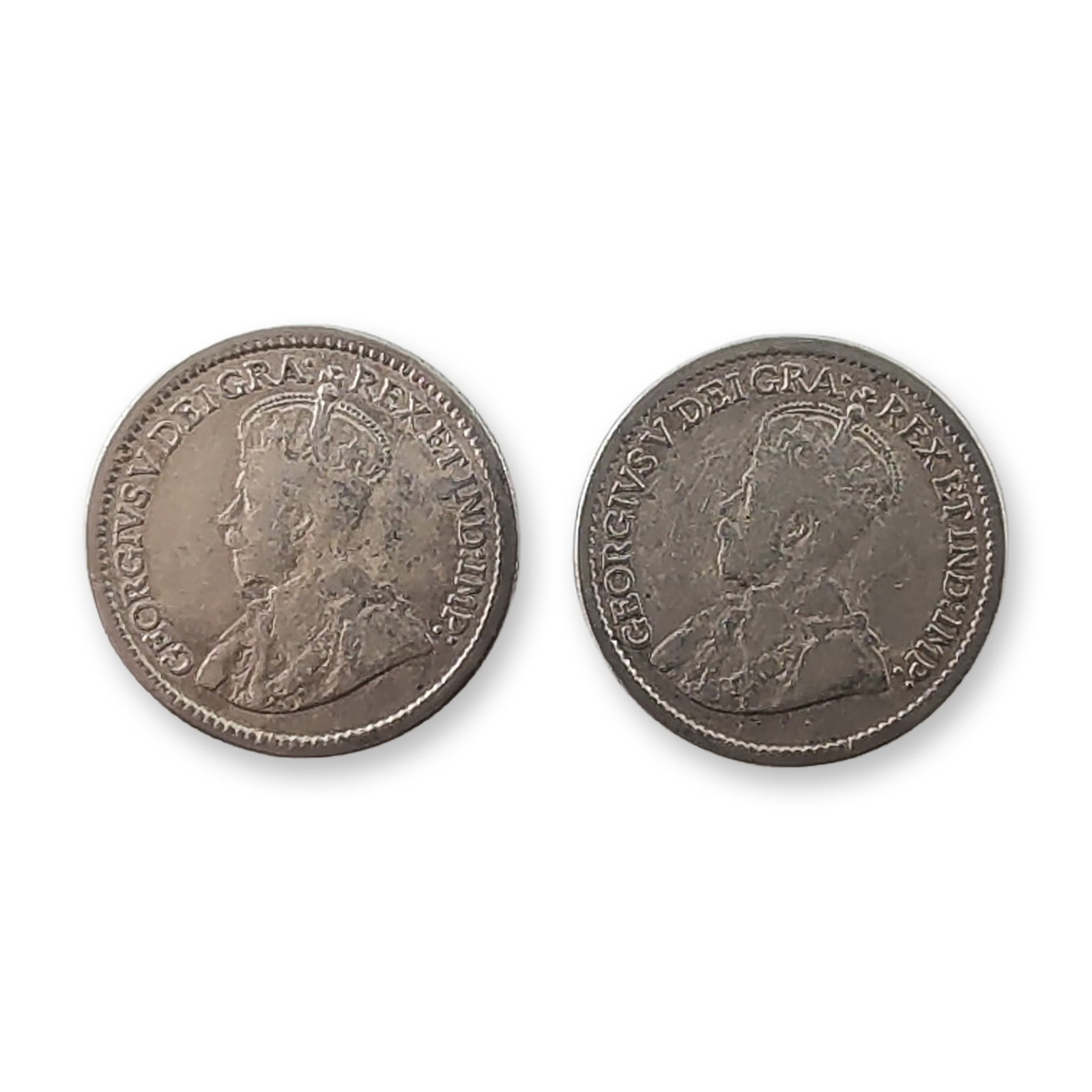 2pc 1912 Canada Silver 5 Cent George V with DEI GRATIA Coins (1 of 2)