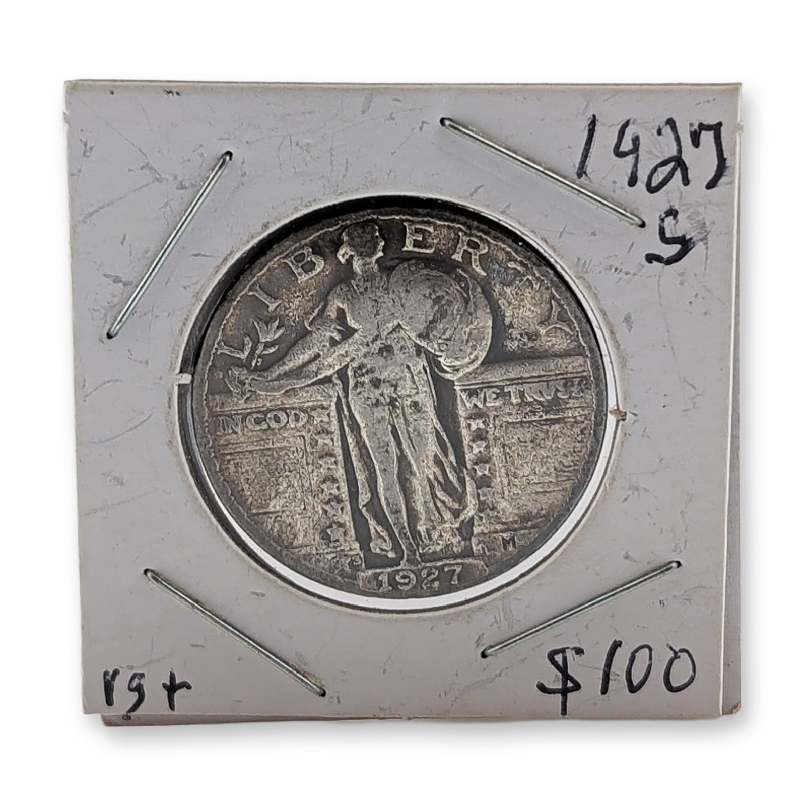 1927-S US Standing Liberty Silver Quarter Coin VG RARE (1 of 2)