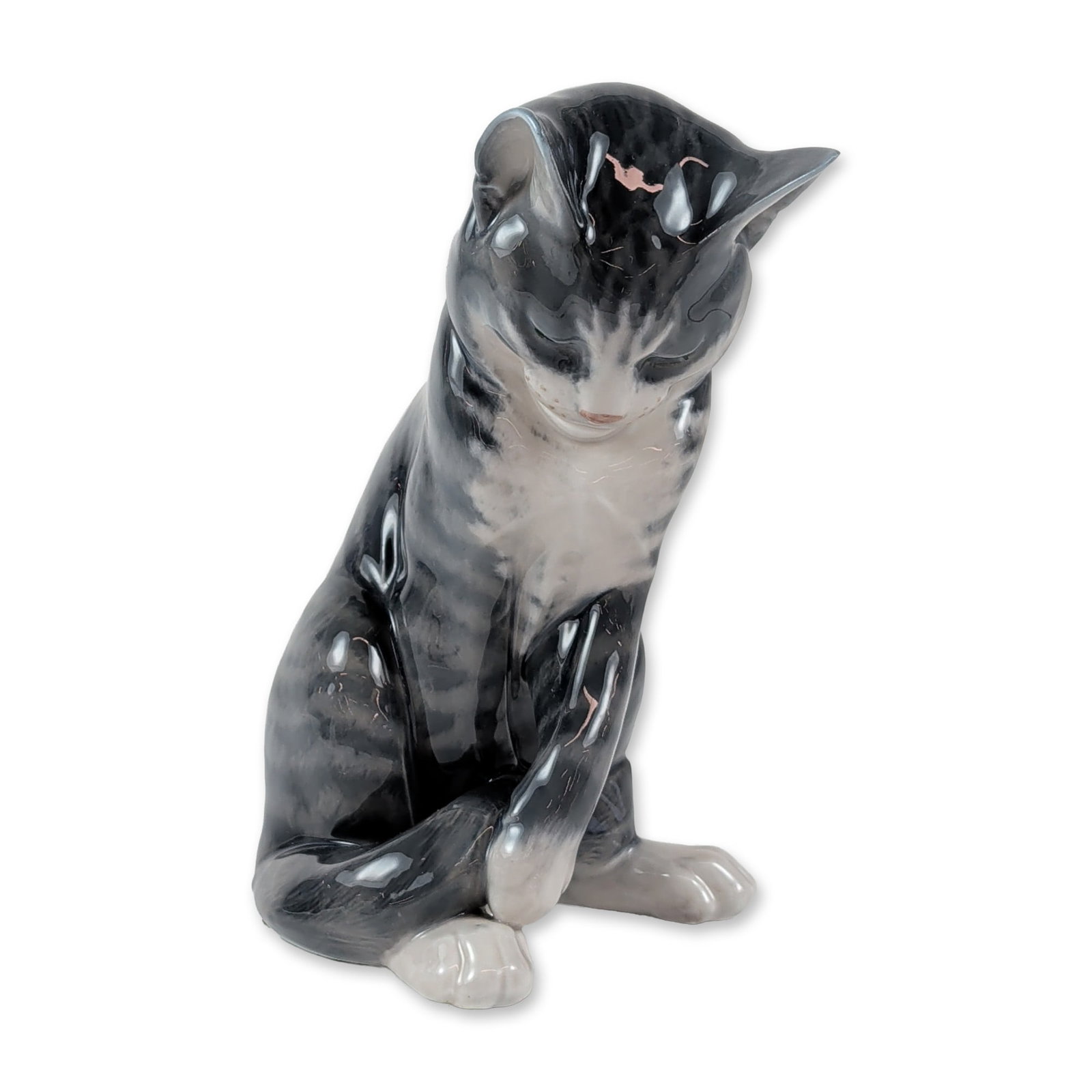 Royal Copenhagen Porcelain Grey Tabby Cat (1 of 5)