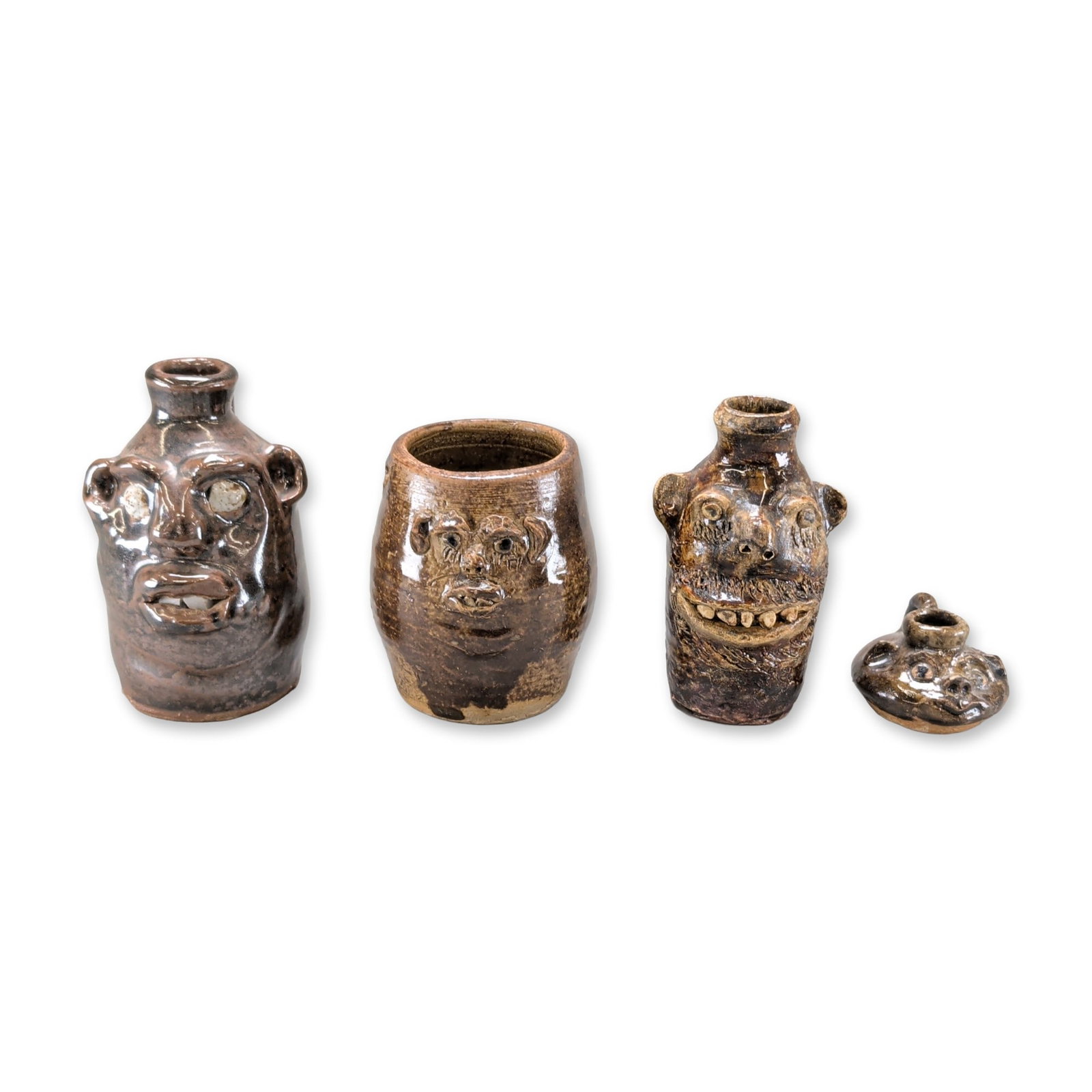 4pc Marie Rogers Folk Pottery Georgia Face Jugs and Mug (1 of 4)