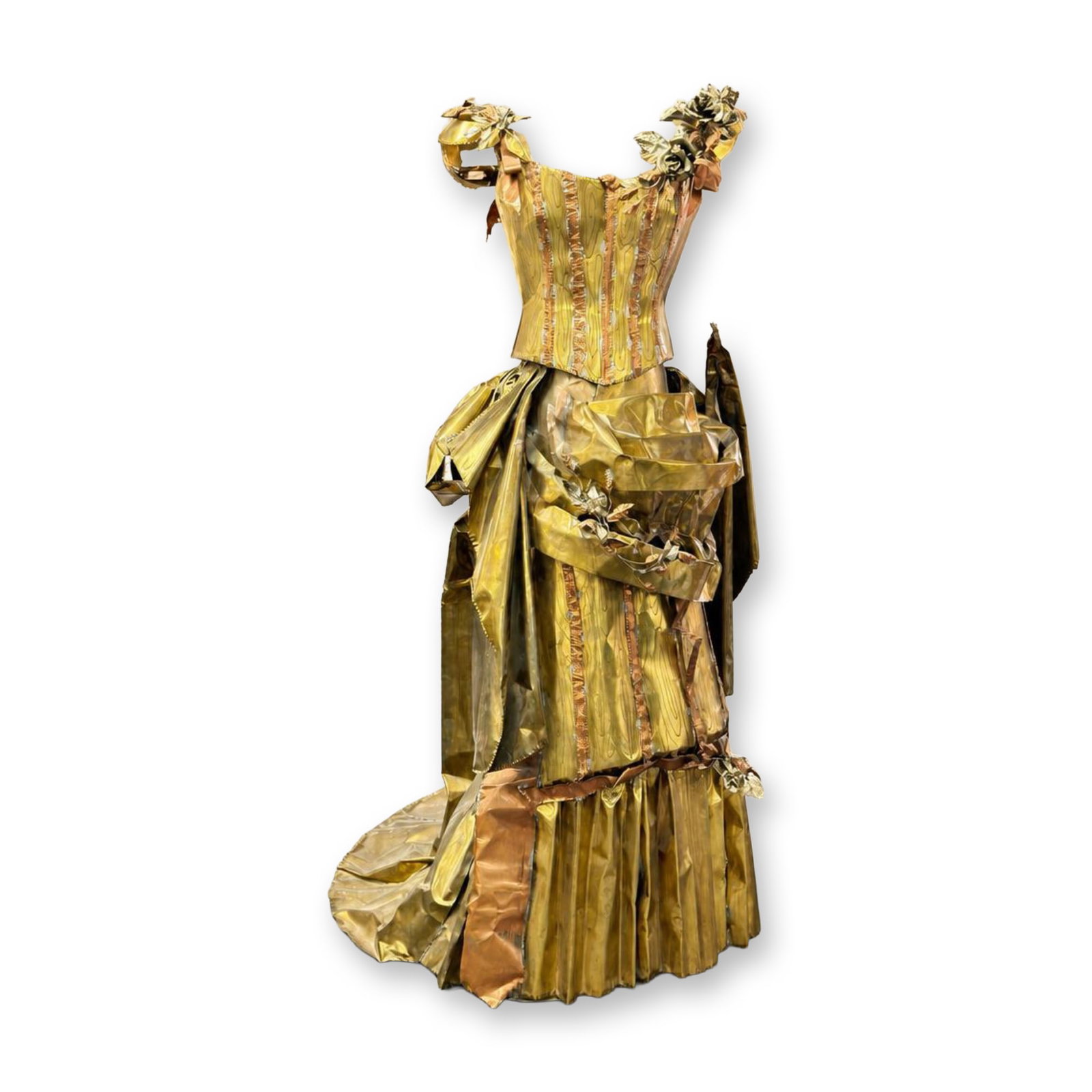 Lee Menichetti Life-Size Brutalist Brass and Copper Sculpture of a Victorian Gown (1 of 4)