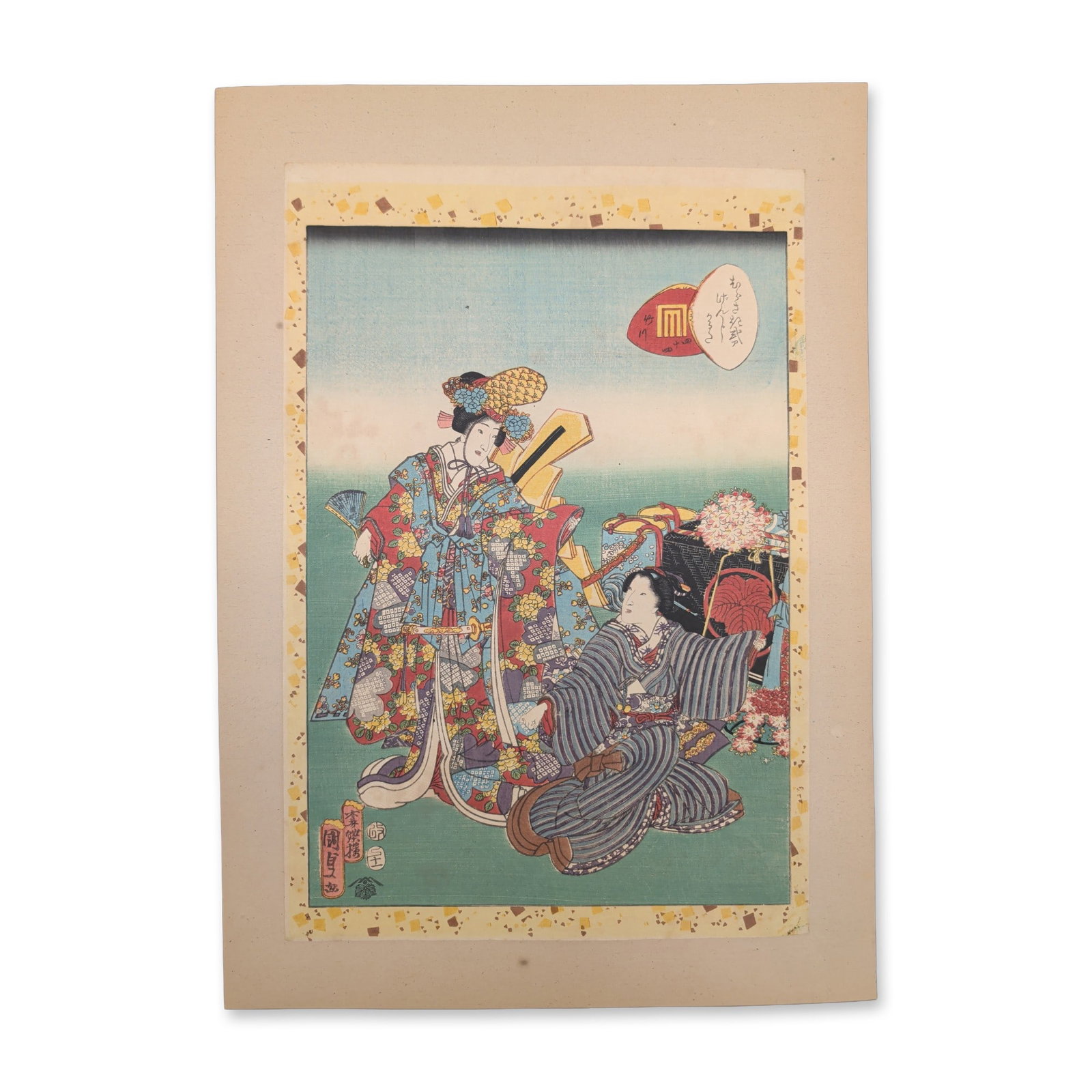 Utagawa Kunisada (Toyokuni III) (Japanese, 1786-1865) Woodcut on Paper from Tale of Genji (1 of 4)