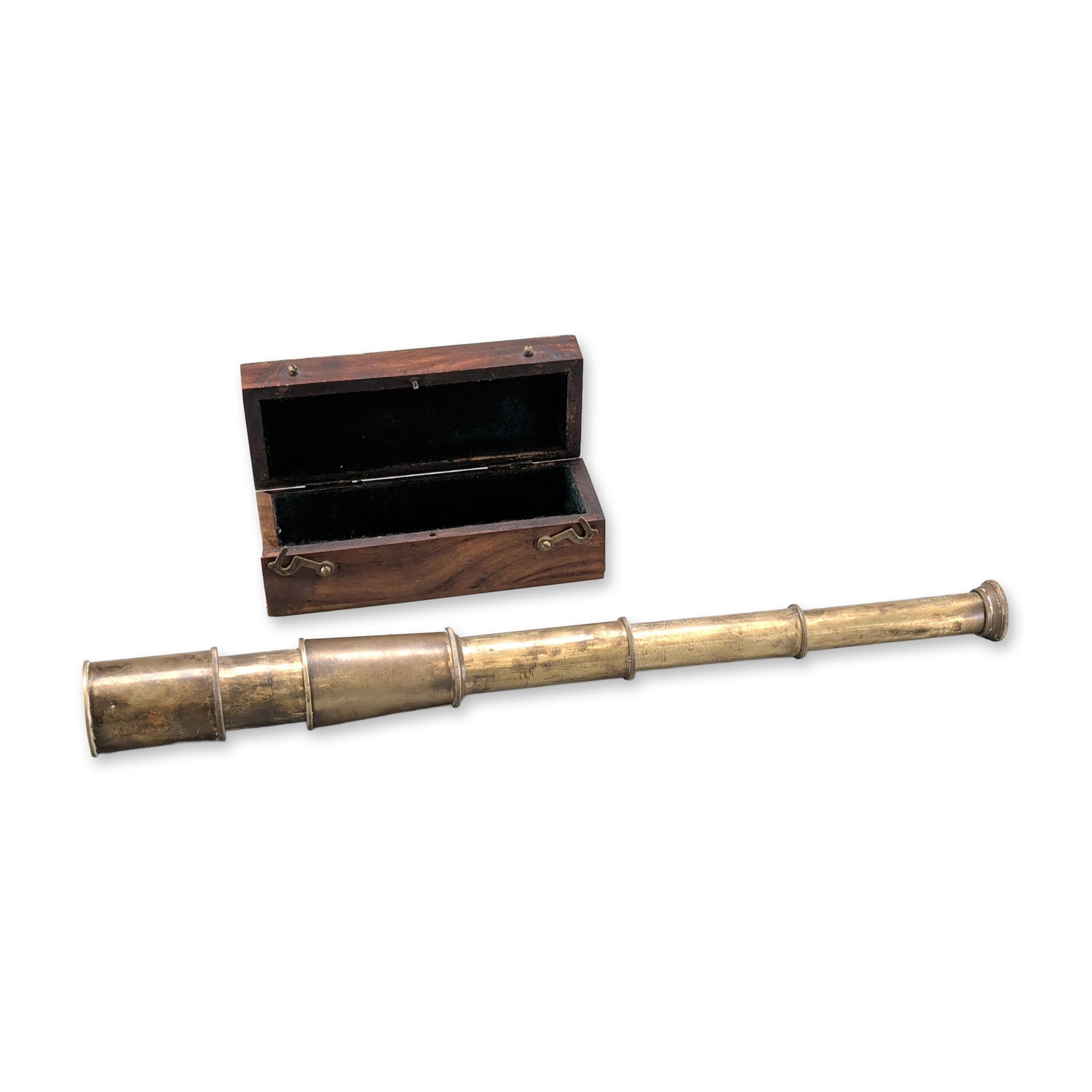 Stanley London Brass Maritime Four-Draw Telescope with Wooden Case (1 of 4)