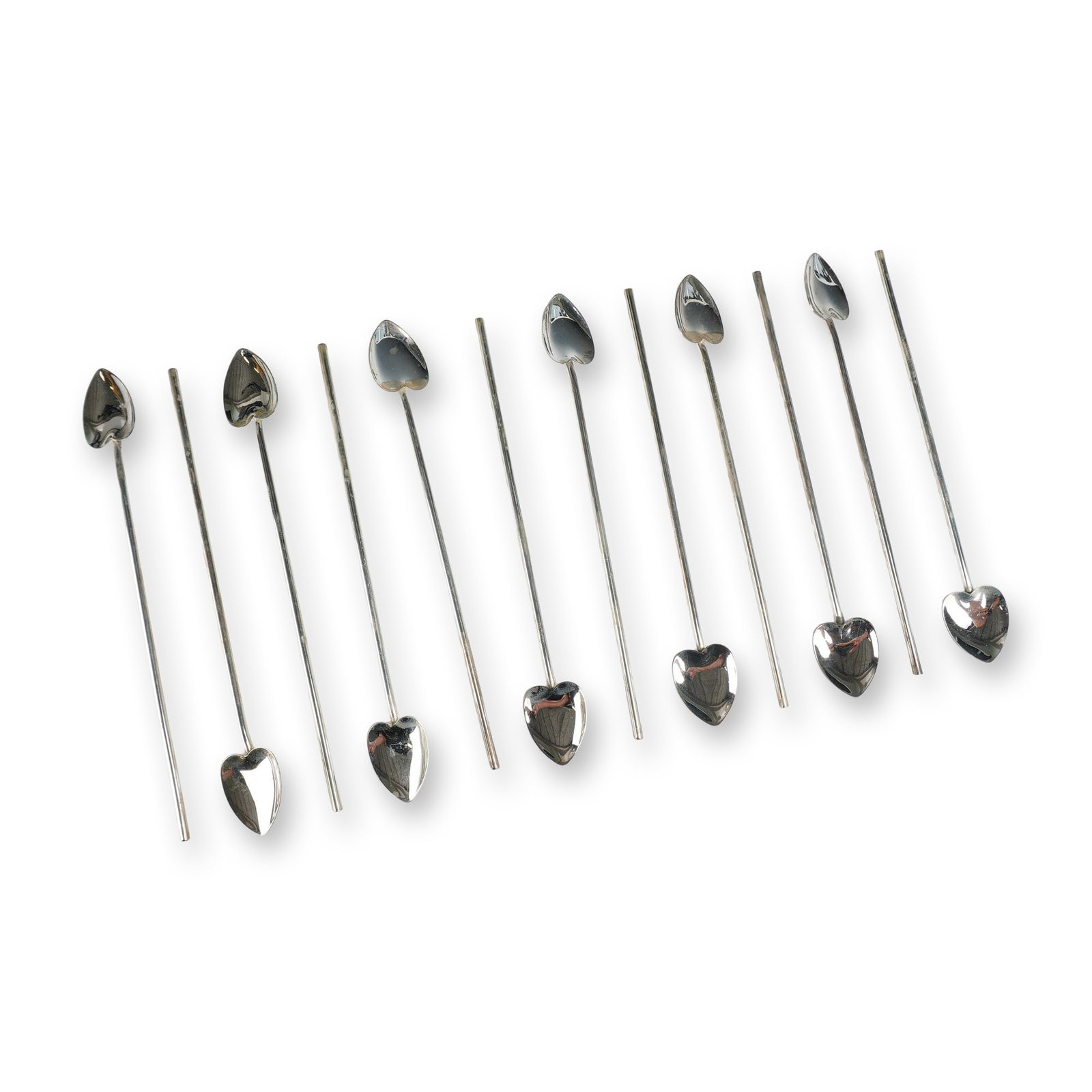 A Set of Twelve Heart-Shaped Sipper Straw Spoons (1 of 3)